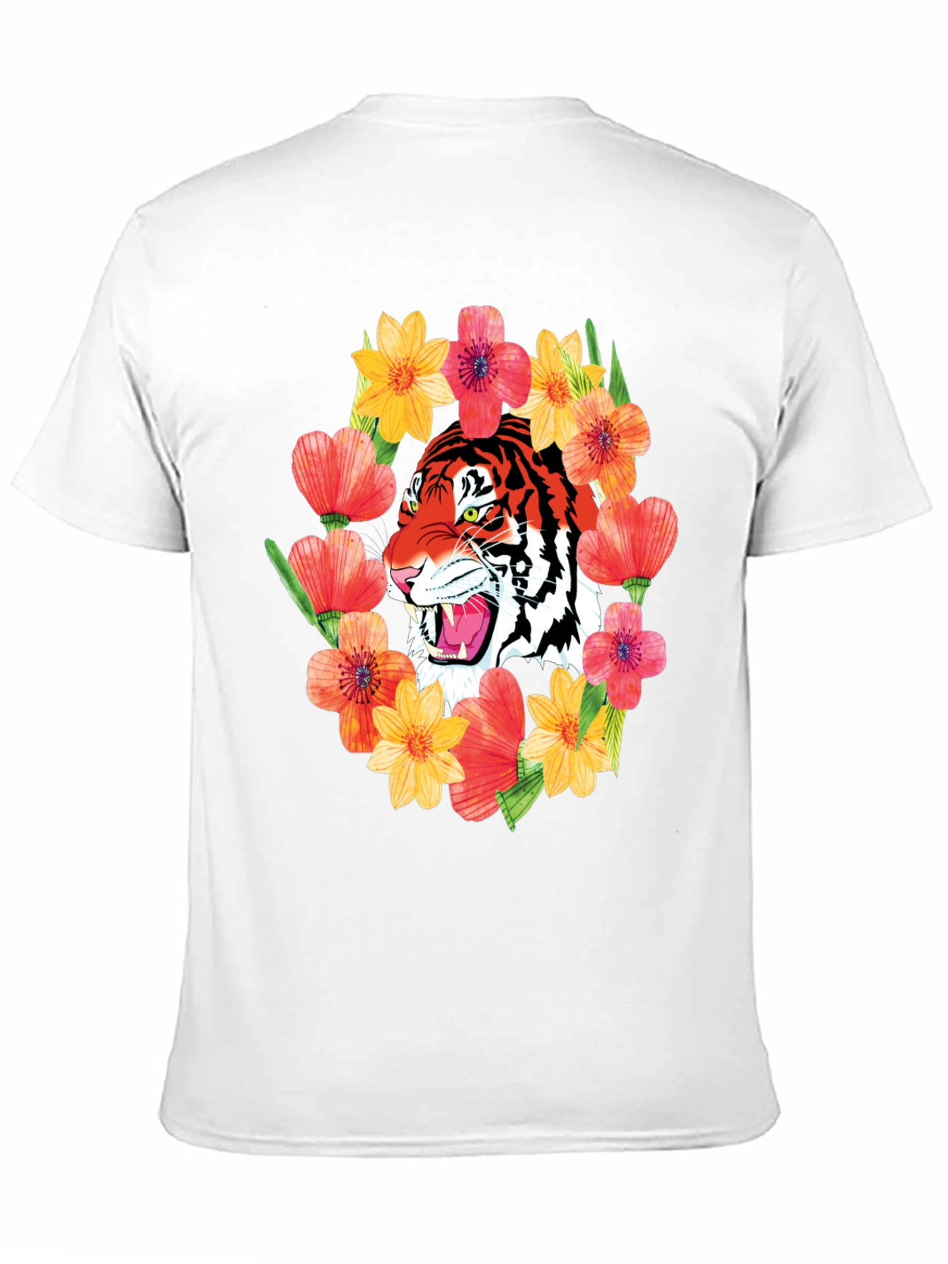 Tiger & Floral Graphic Print T-Shirt