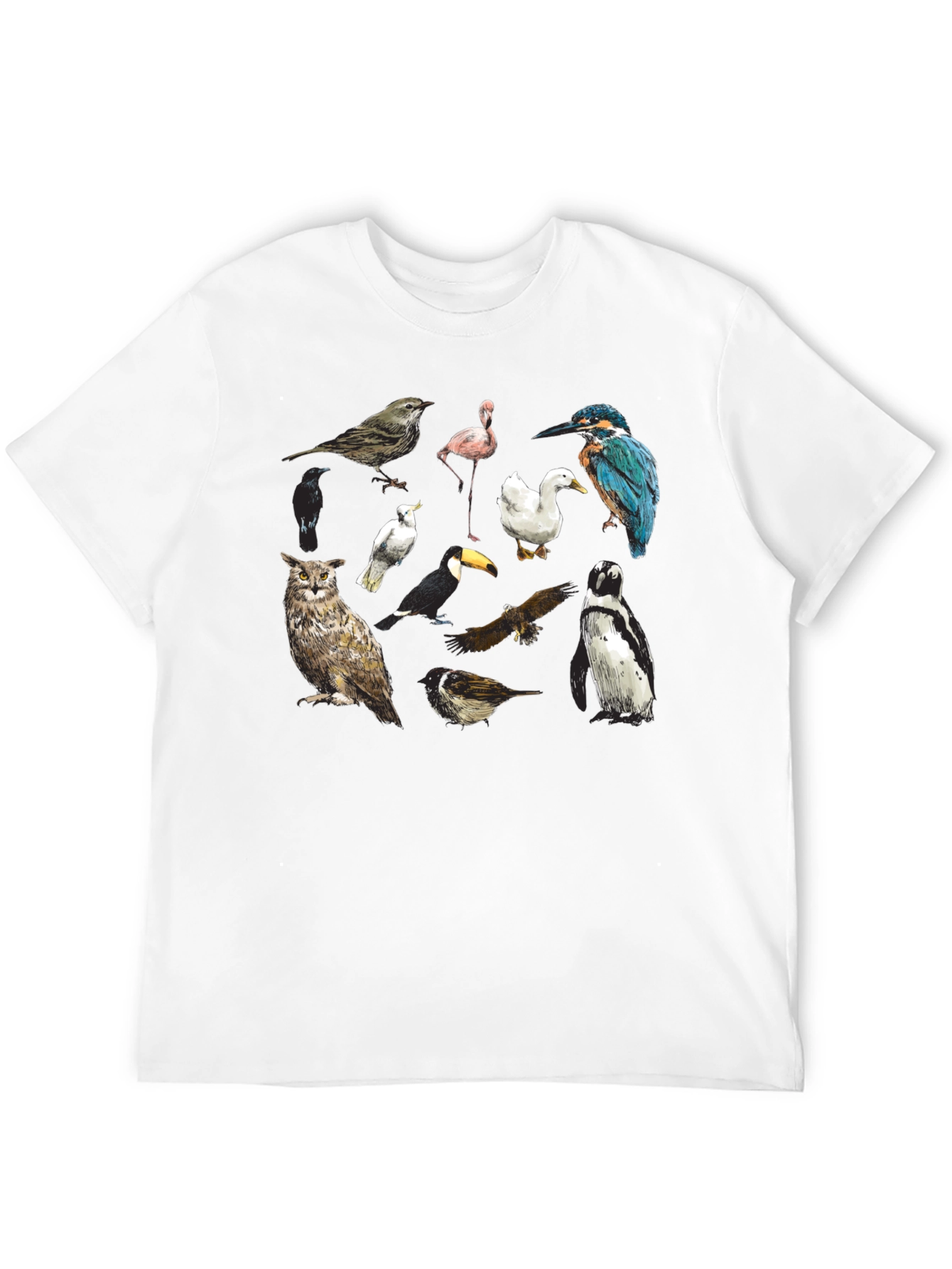 Bird Print Black T-Shirt
