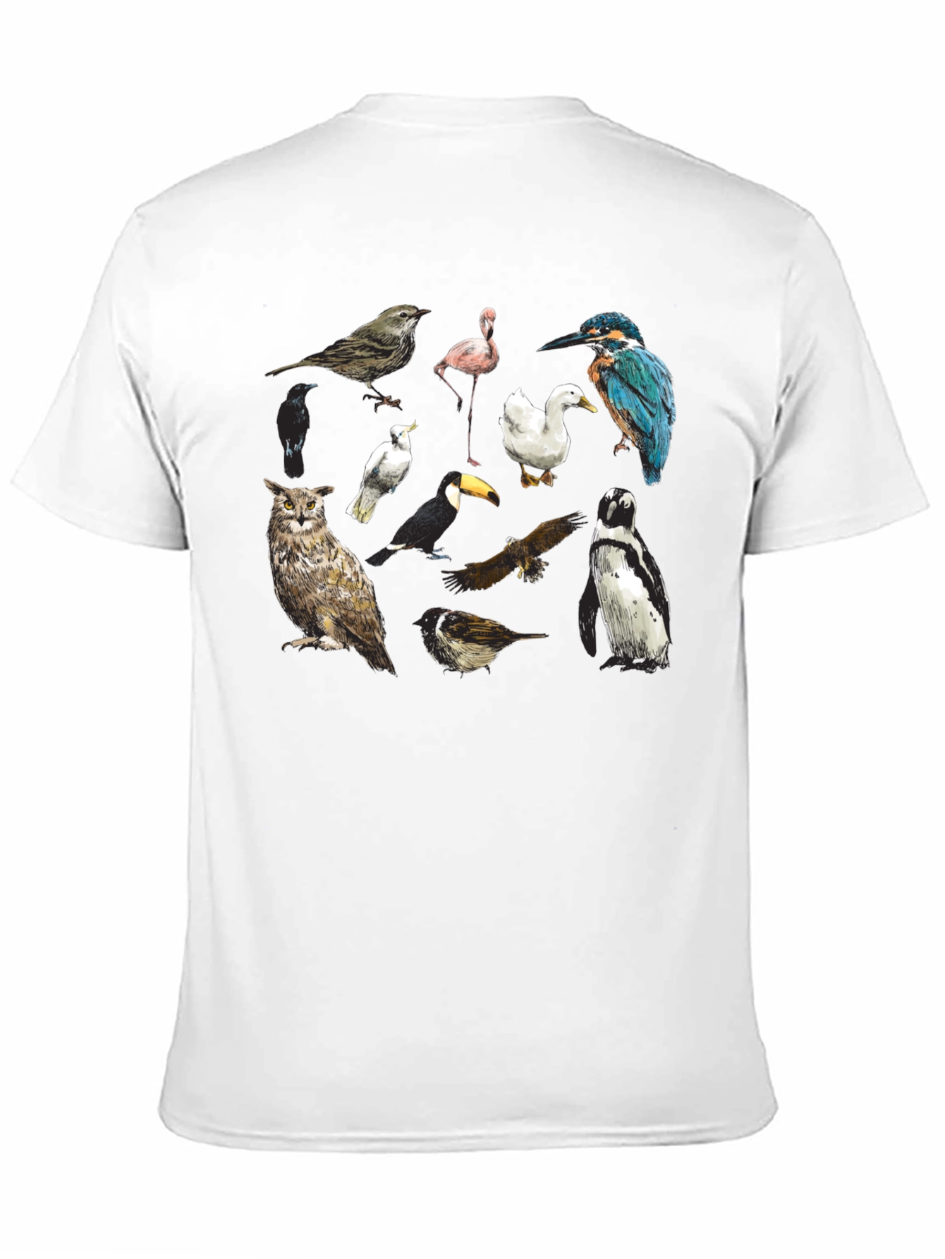 Bird Print Black T-Shirt