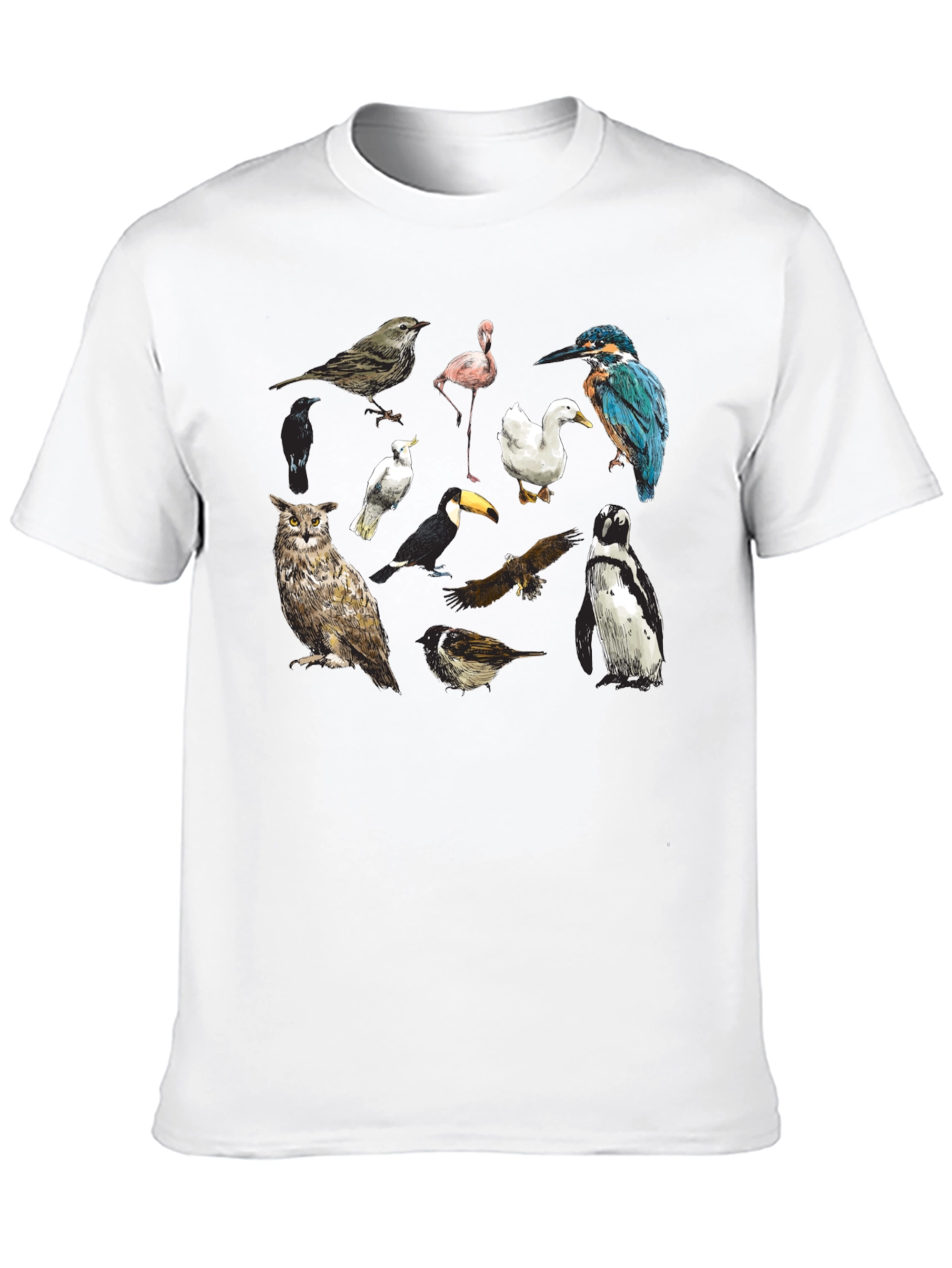 Bird Print Black T-Shirt