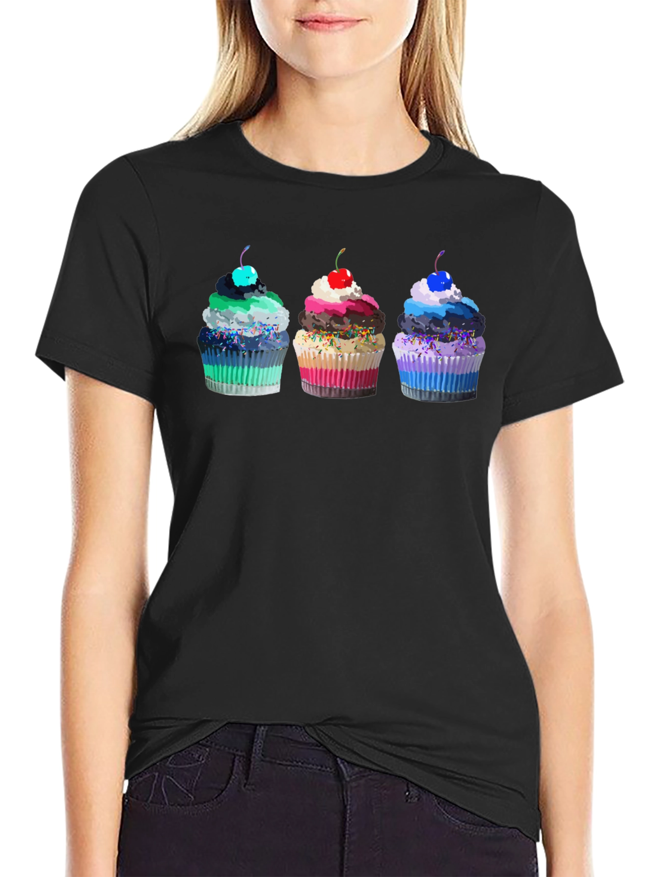 Cupcake Graphic Black T-Shirt