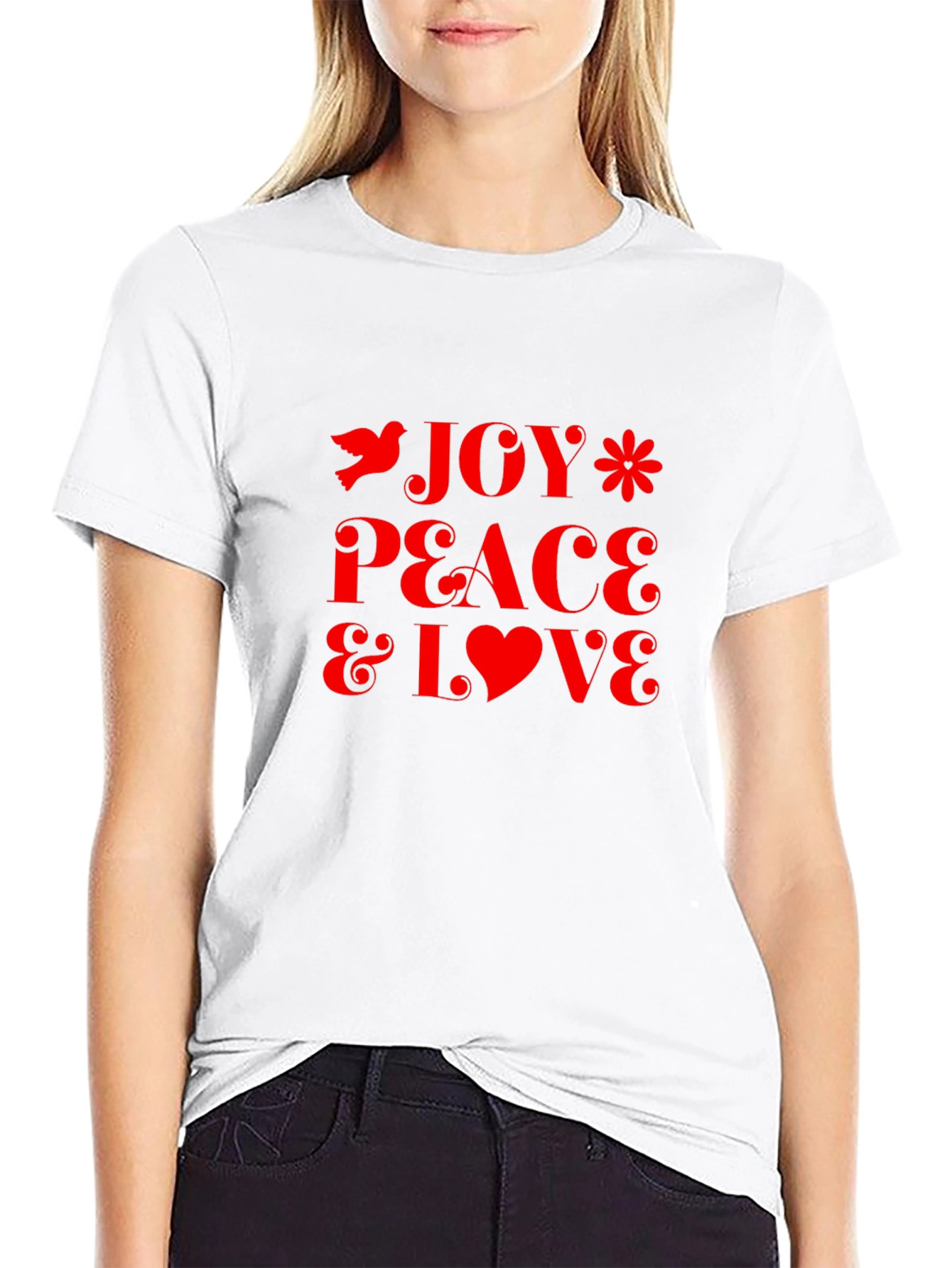 Joy Peace Love Graphic Tee - Stylish Black T-Shirt