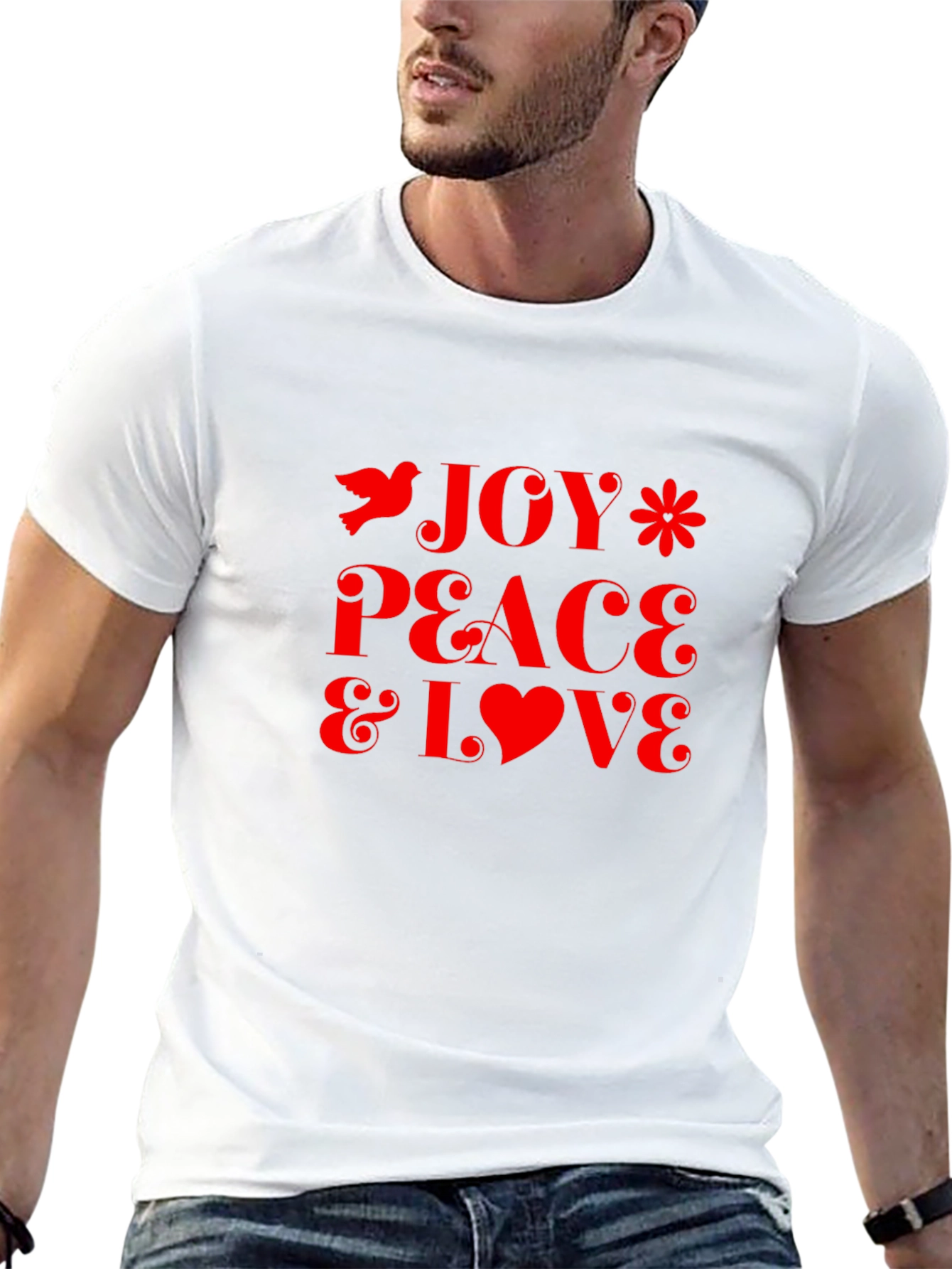 Joy Peace Love Graphic Tee - Stylish Black T-Shirt