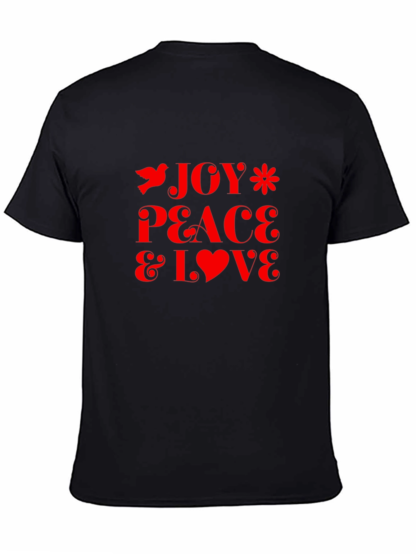 Joy Peace Love Graphic Tee - Stylish Black T-Shirt