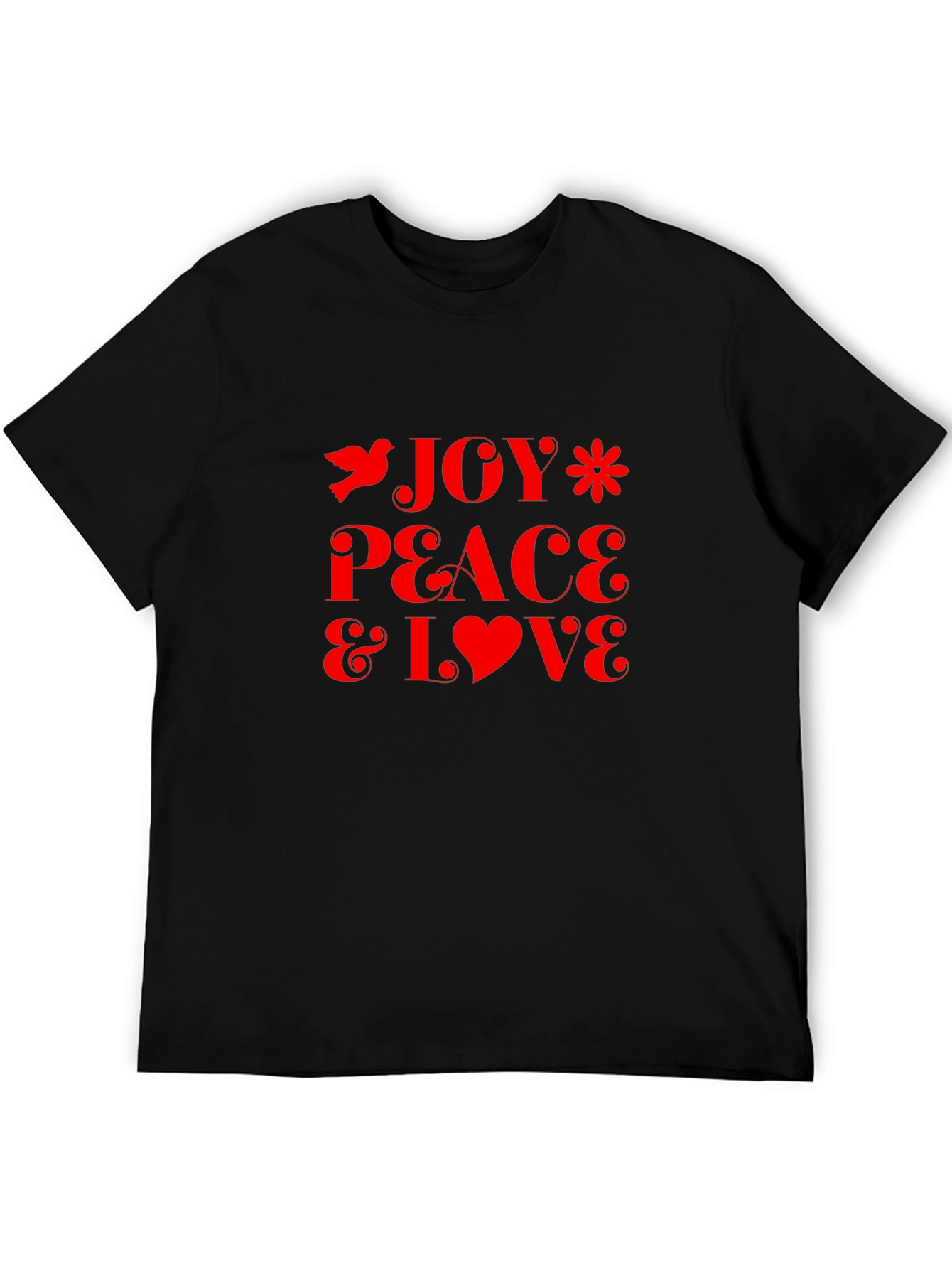 Joy Peace Love Graphic Tee - Stylish Black T-Shirt