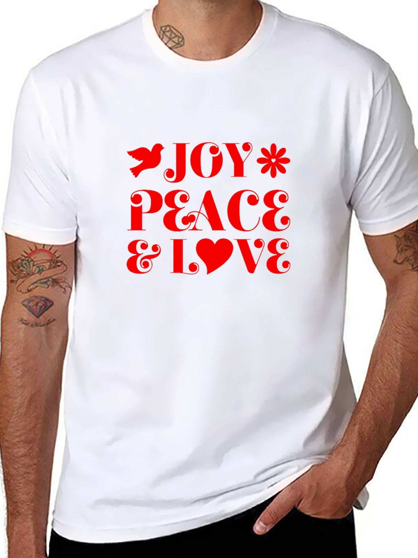 Joy Peace Love Graphic Tee - Stylish Black T-Shirt
