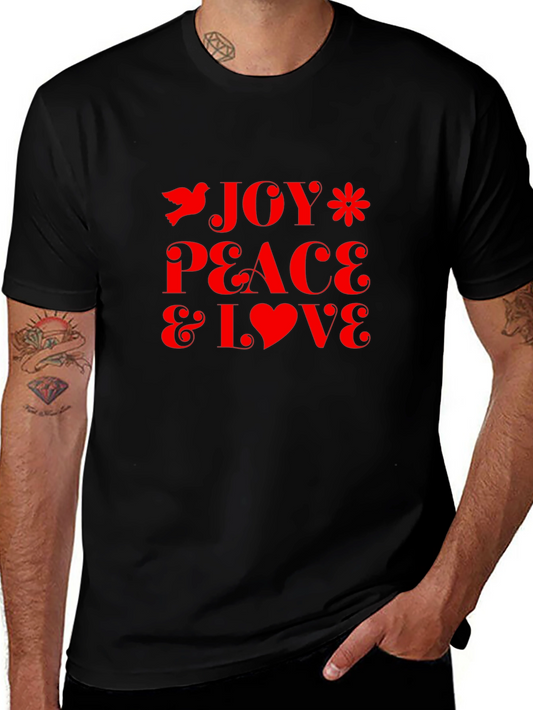 Joy Peace Love Graphic Tee - Stylish Black T-Shirt