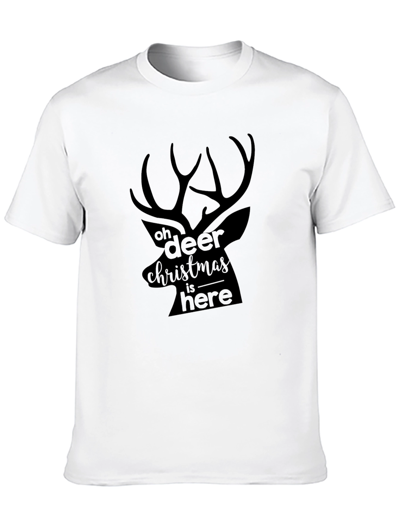 Oh Deer Christmas is Here Black T-Shirt