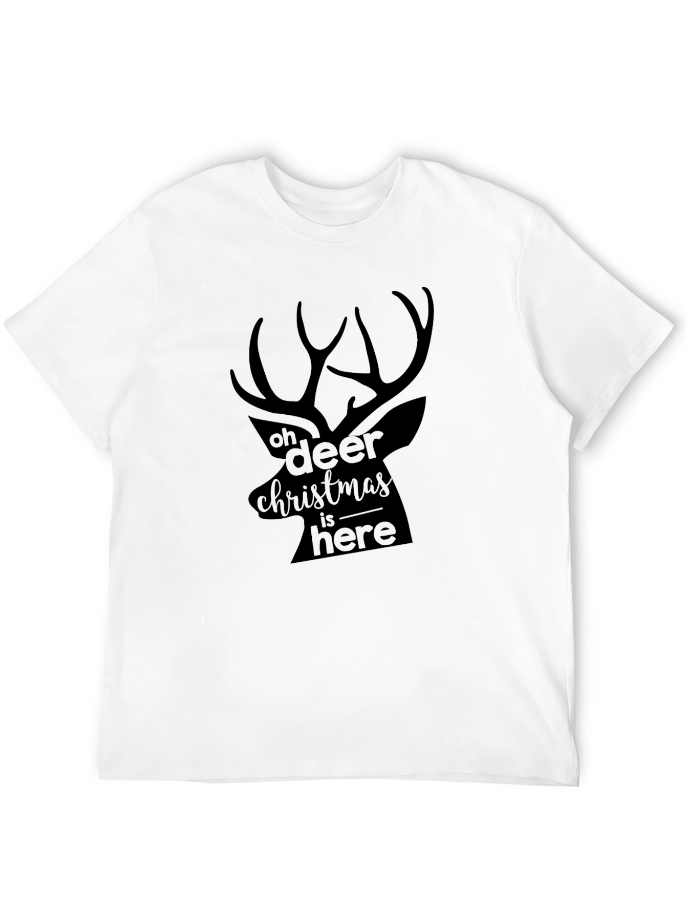 Oh Deer Christmas is Here Black T-Shirt