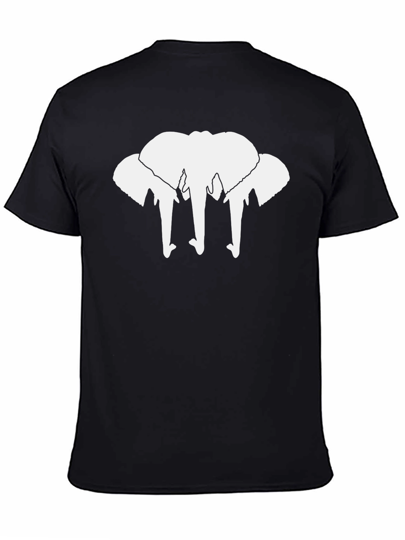 Elephant Silhouette Graphic Tee - Black