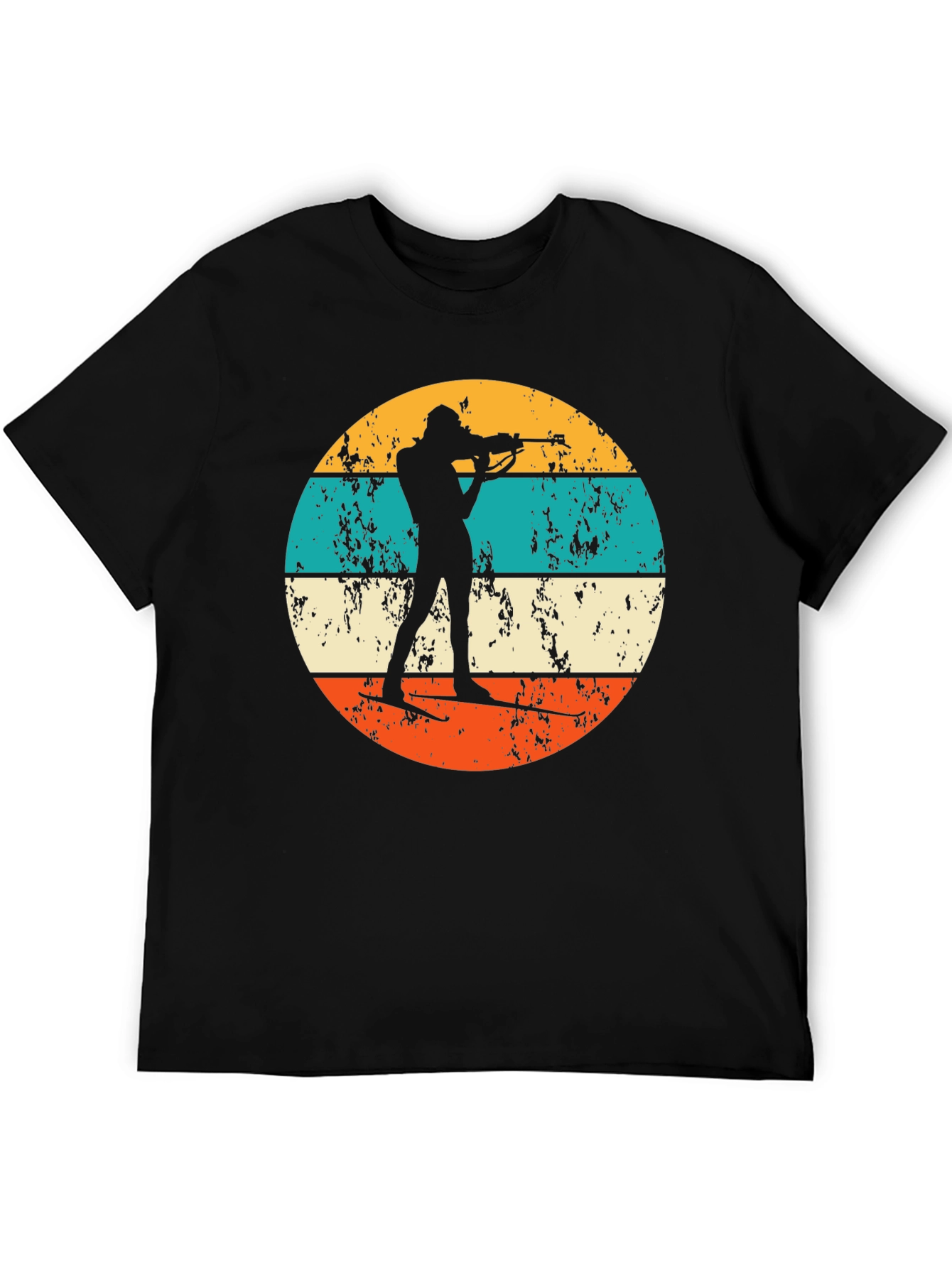 Biathlon Silhouette Retro T-Shirt - Black