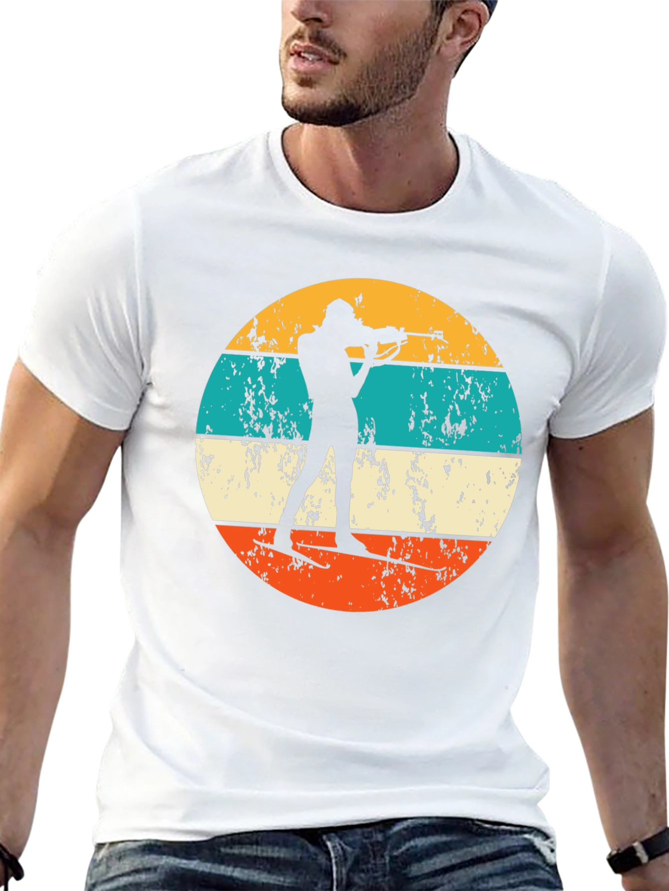 Biathlon Silhouette Retro T-Shirt - Black