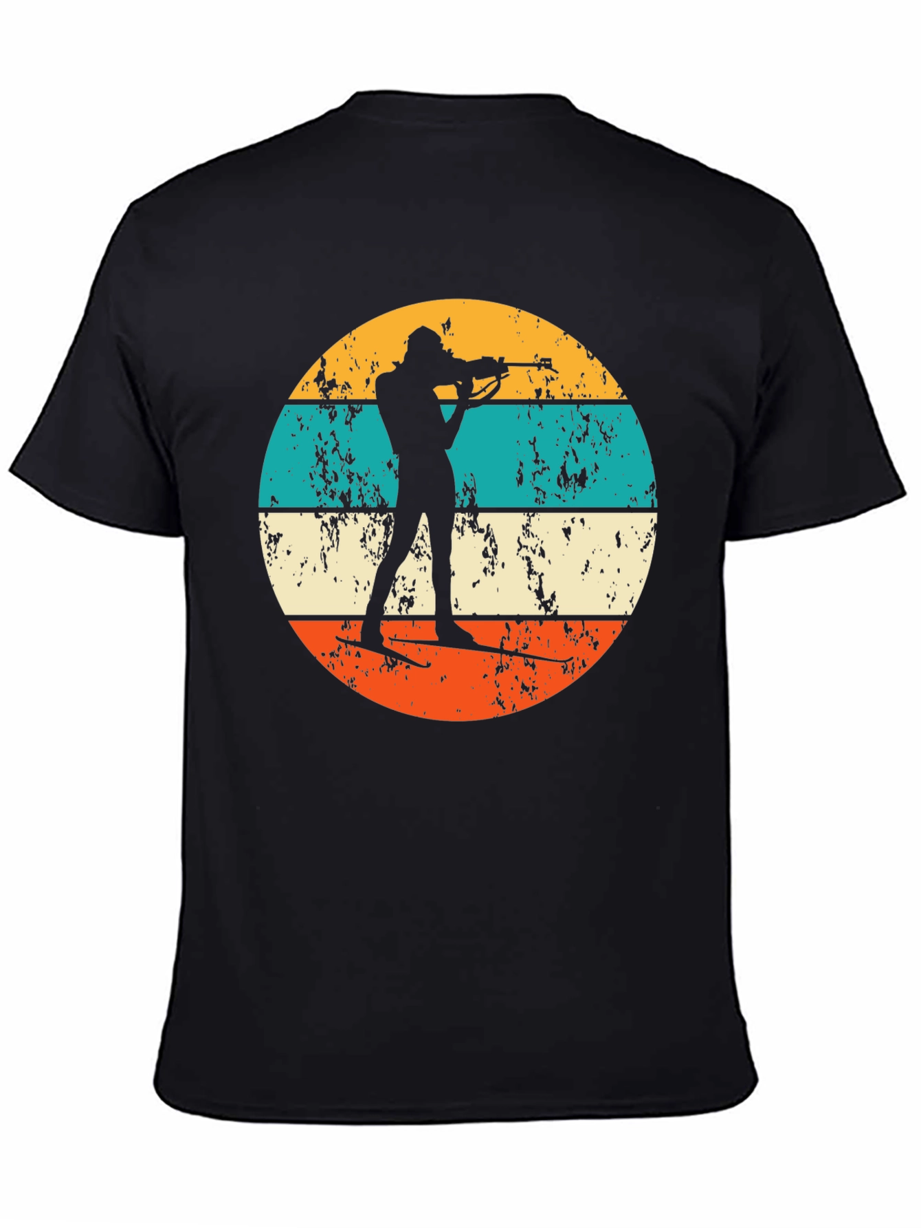 Biathlon Silhouette Retro T-Shirt - Black