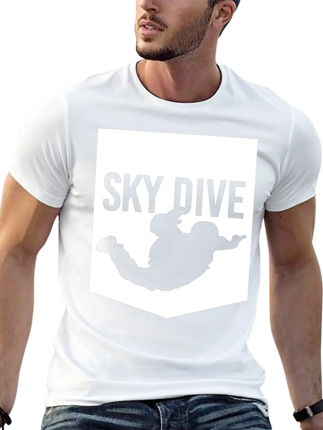 Sky Dive Graphic Print T-Shirt - Black Cotton Blend