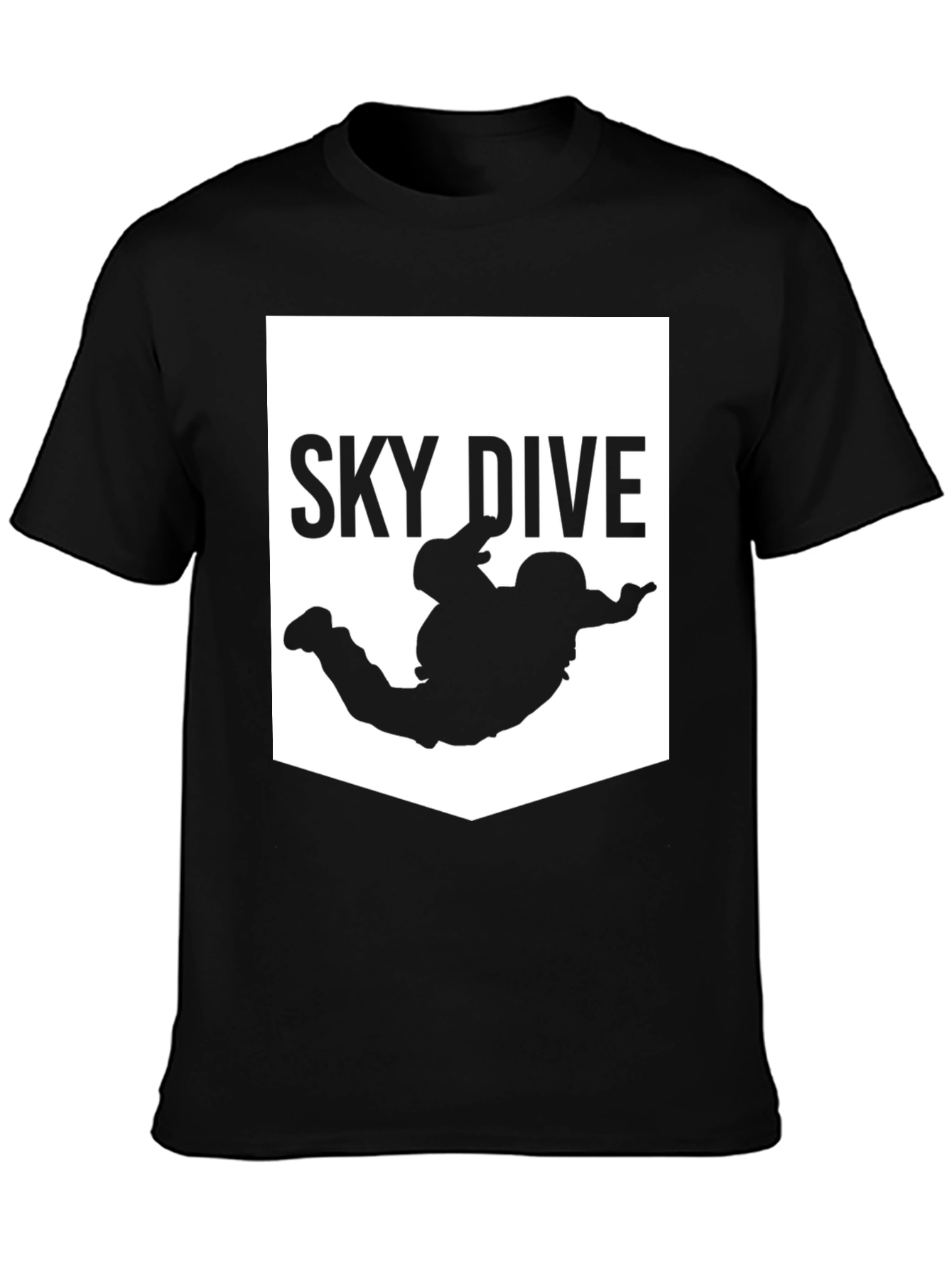 Sky Dive Graphic Print T-Shirt - Black Cotton Blend