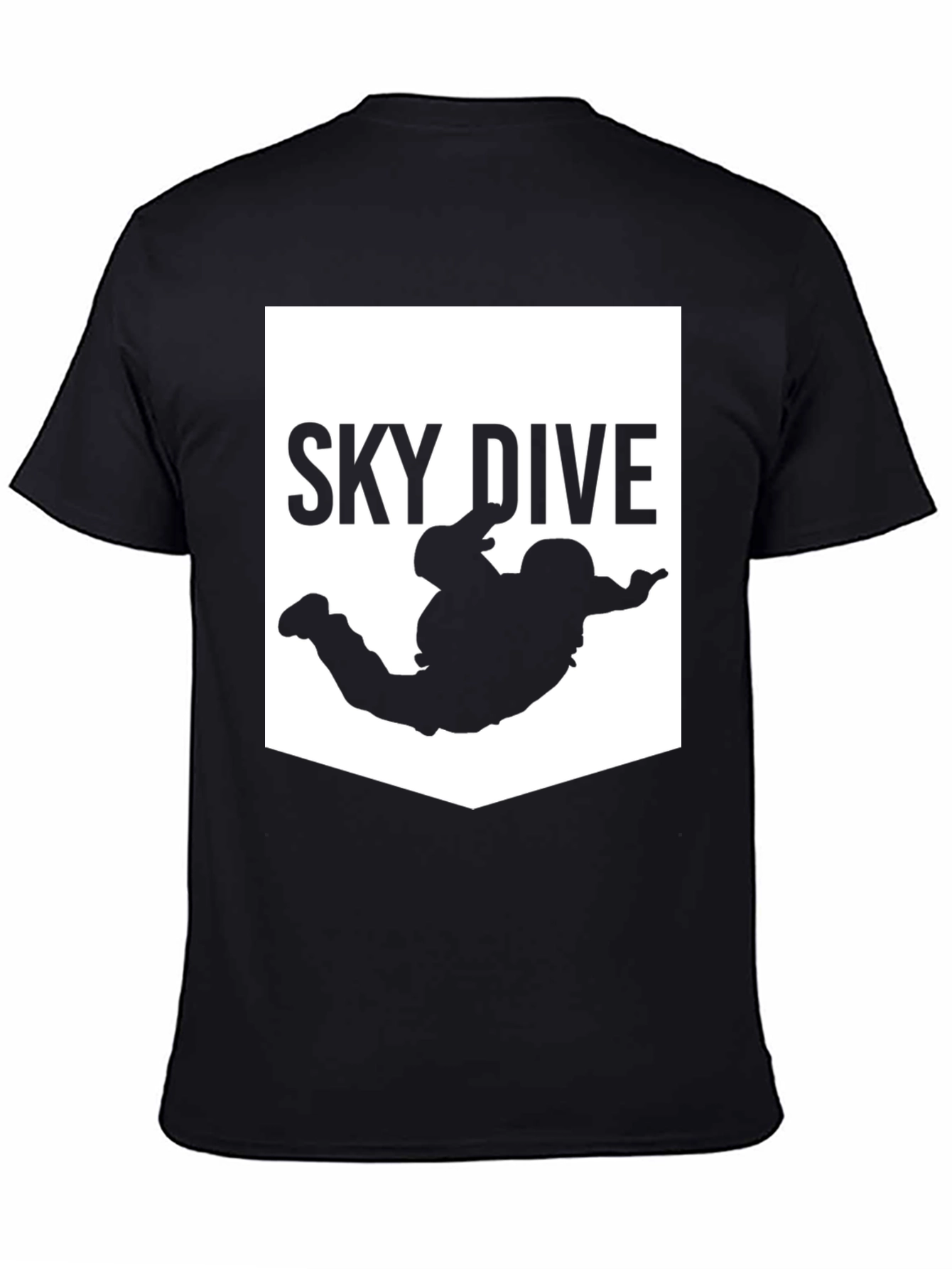 Sky Dive Graphic Print T-Shirt - Black Cotton Blend