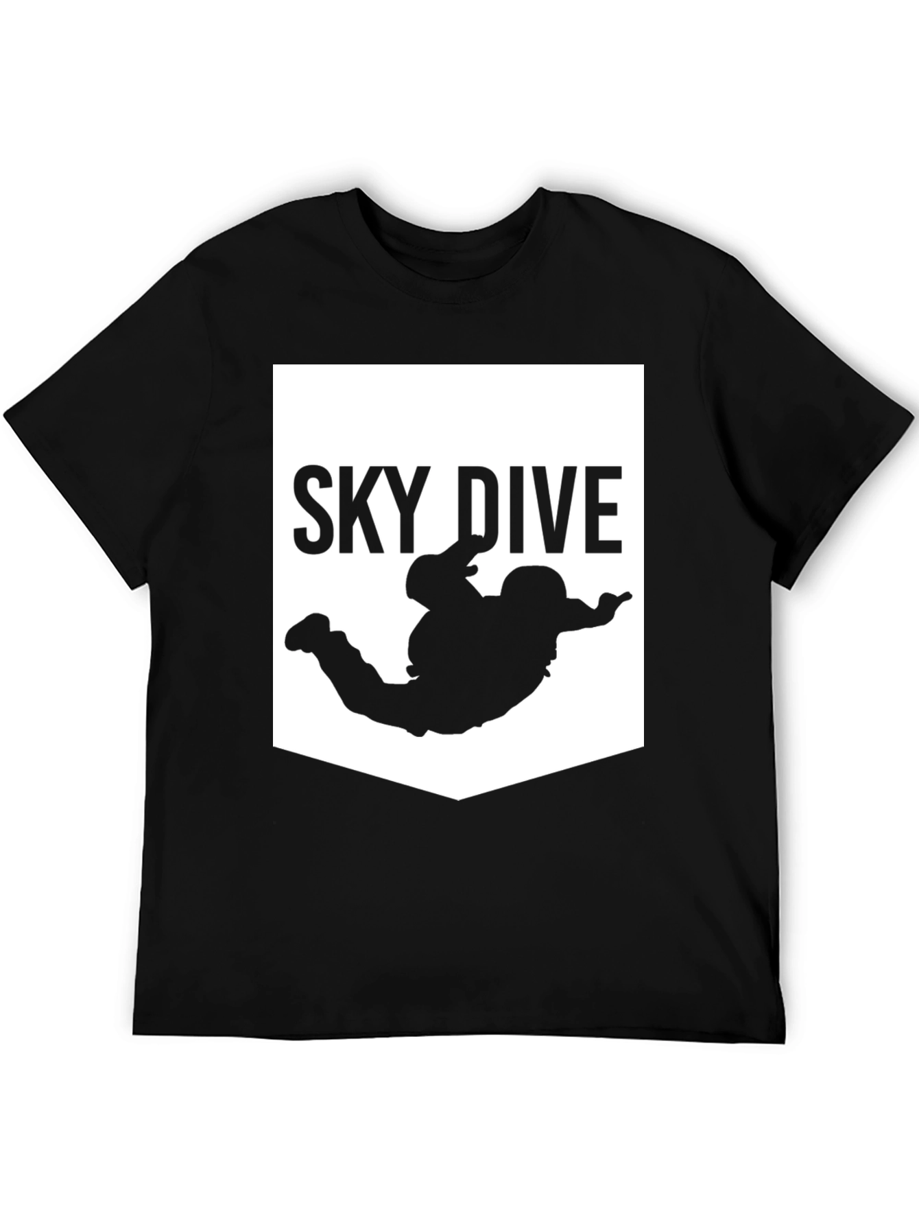 Sky Dive Graphic Print T-Shirt - Black Cotton Blend