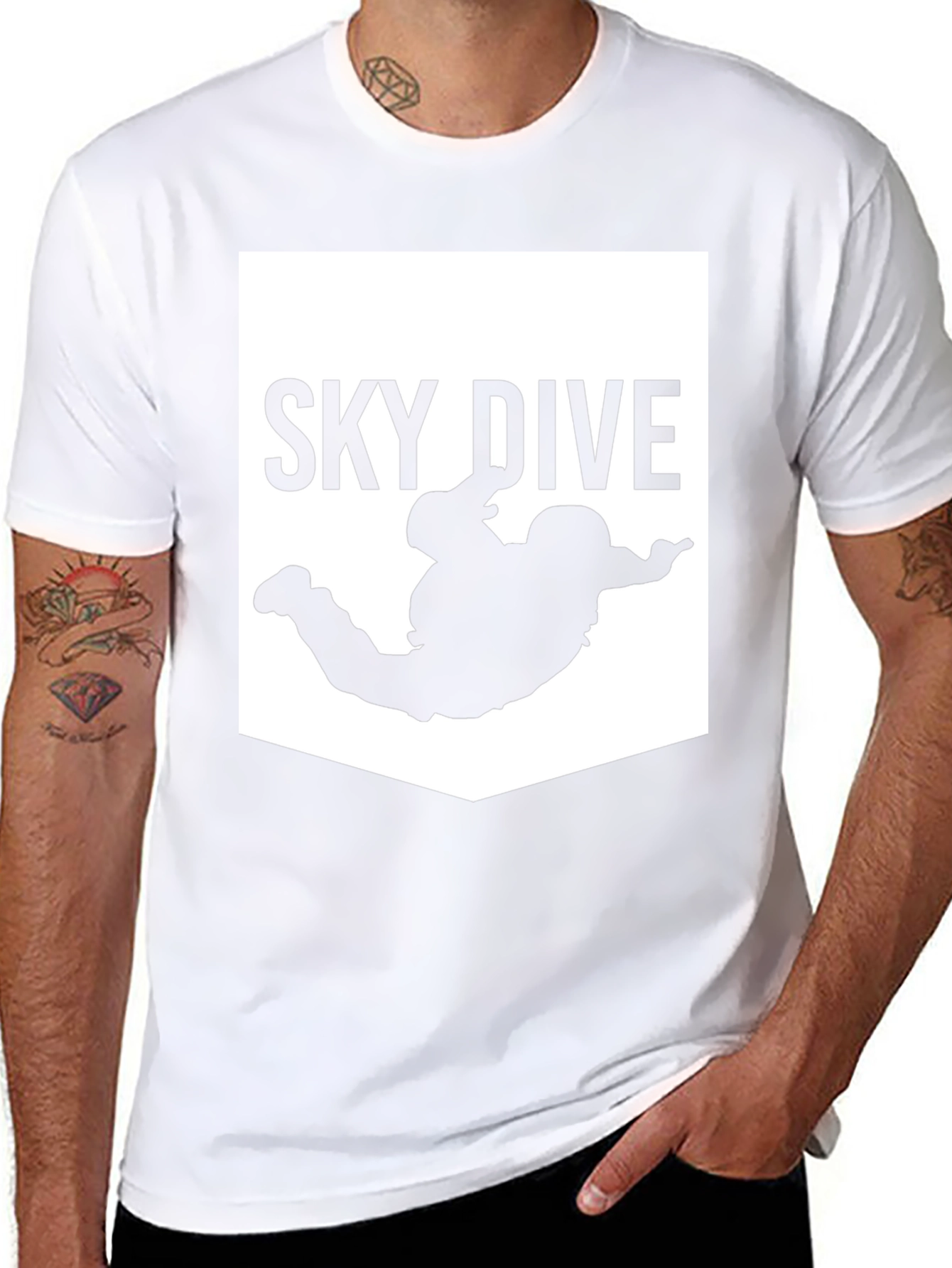 Sky Dive Graphic Print T-Shirt - Black Cotton Blend