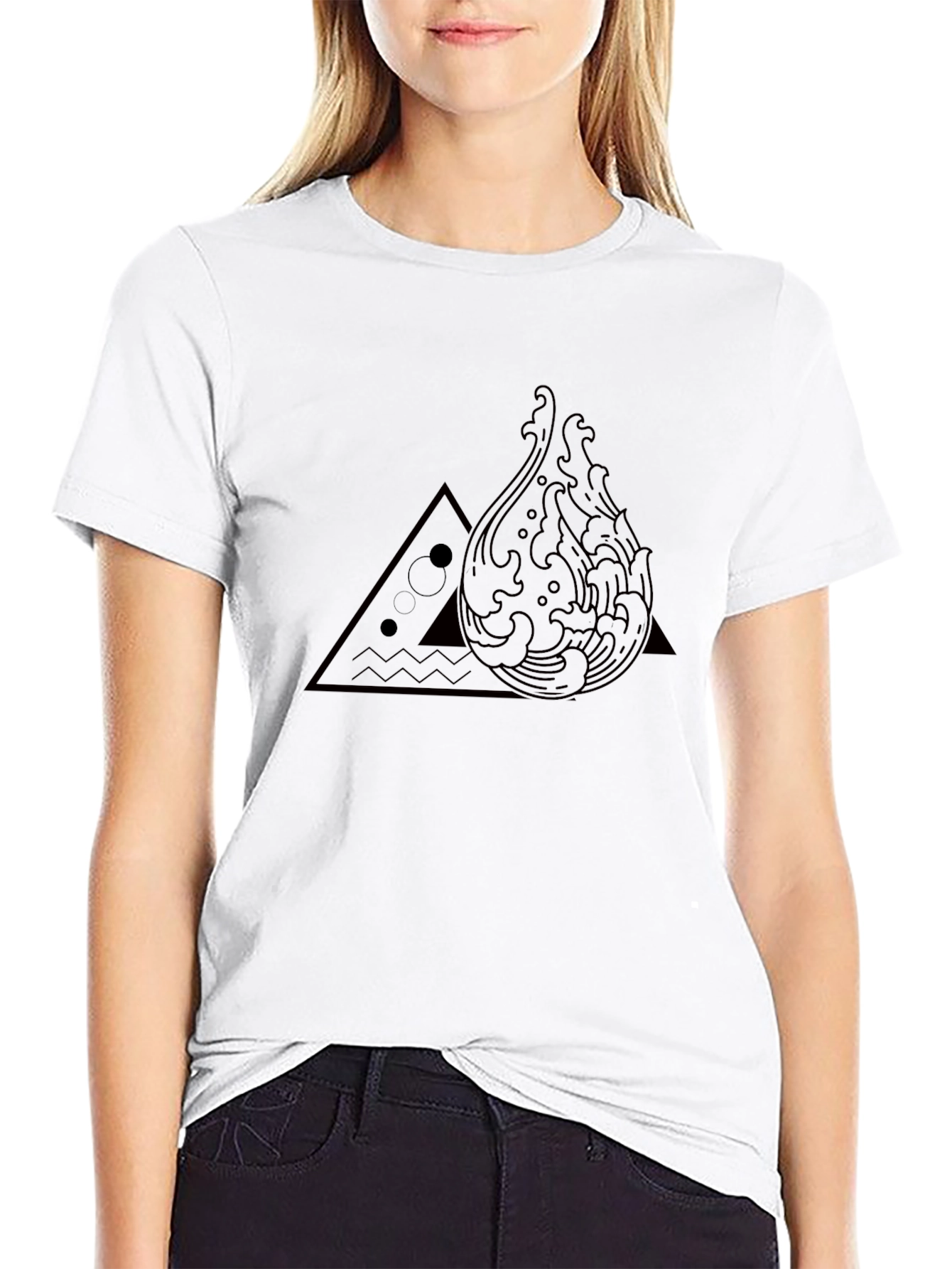 Geometric Water Drop Tee - Black Graphic T-Shirt
