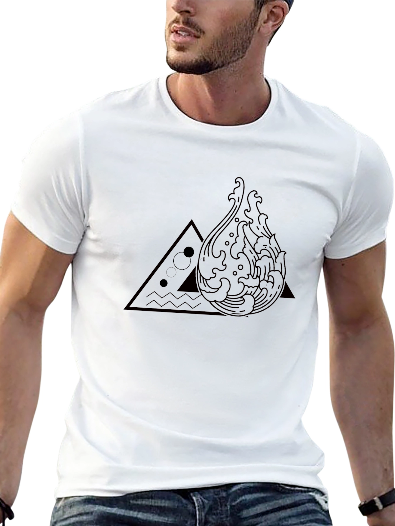 Geometric Water Drop Tee - Black Graphic T-Shirt