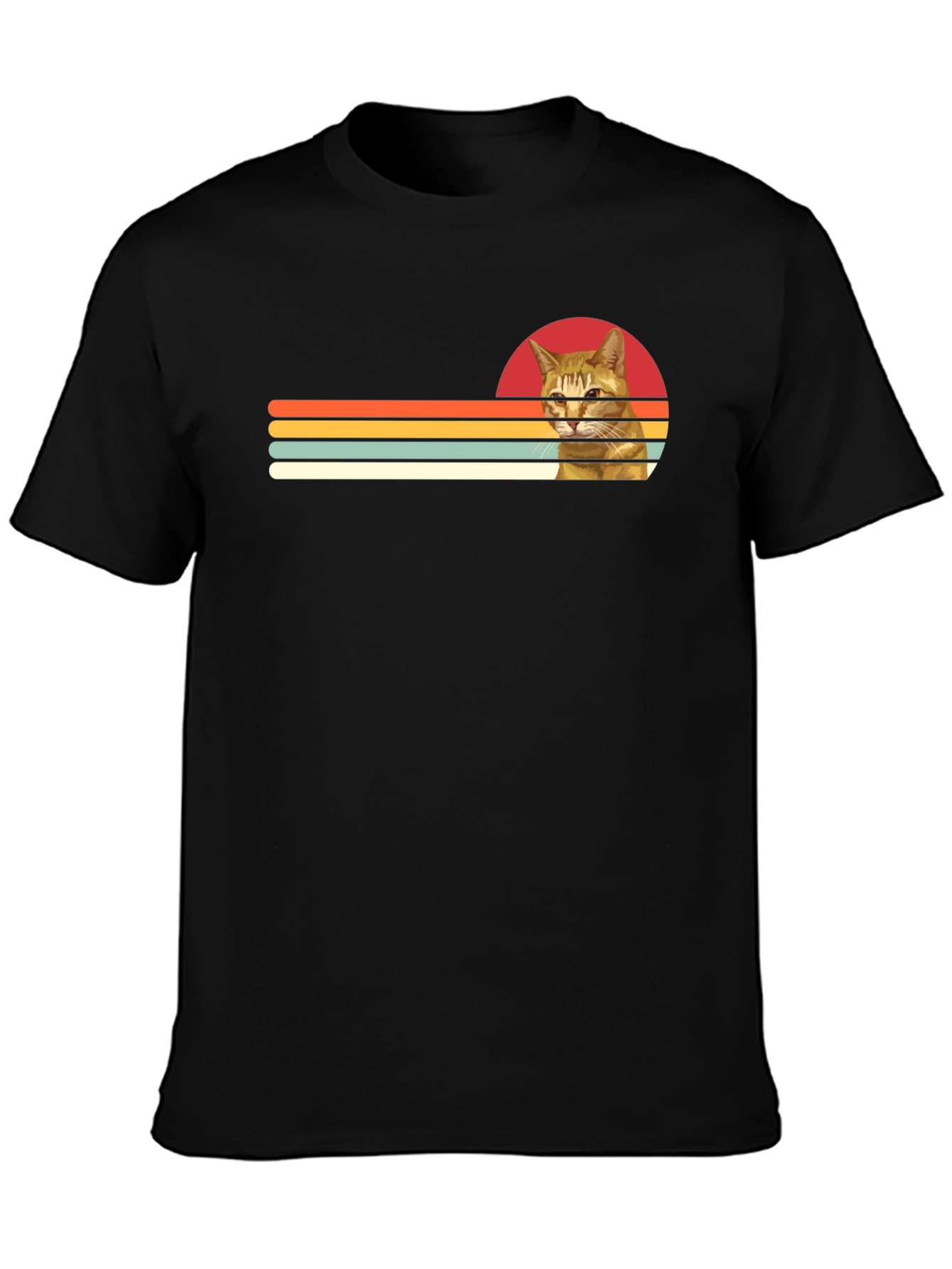 Retro Cat Graphic Tee - Unisex Black T-Shirt