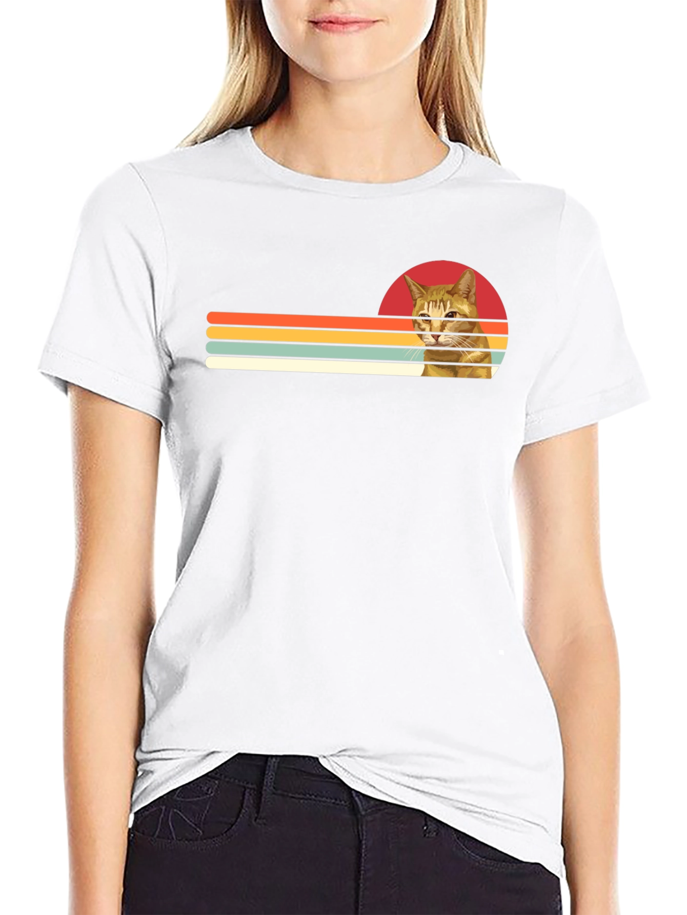 Retro Cat Graphic Tee - Unisex Black T-Shirt