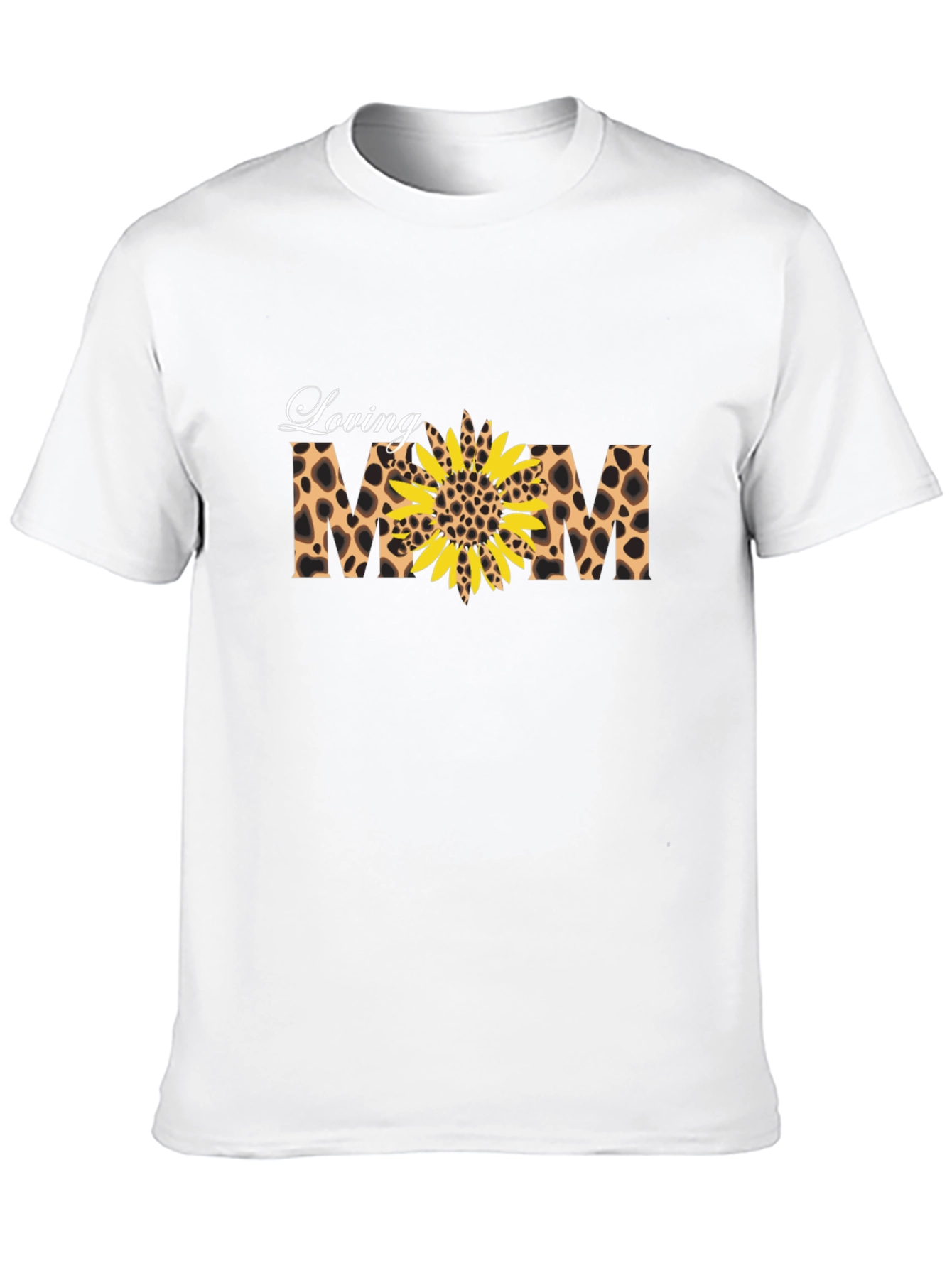 Loving Mom Sunflower Leopard Print Graphic T-Shirt