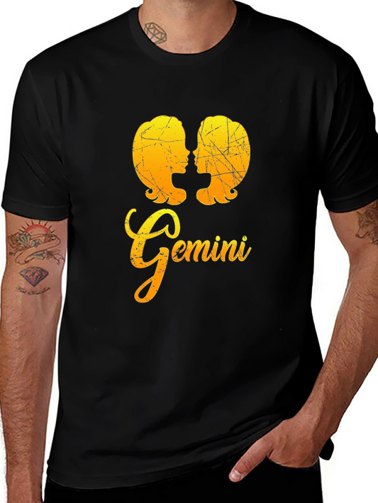 Gemini Zodiac Sign Black T-Shirt