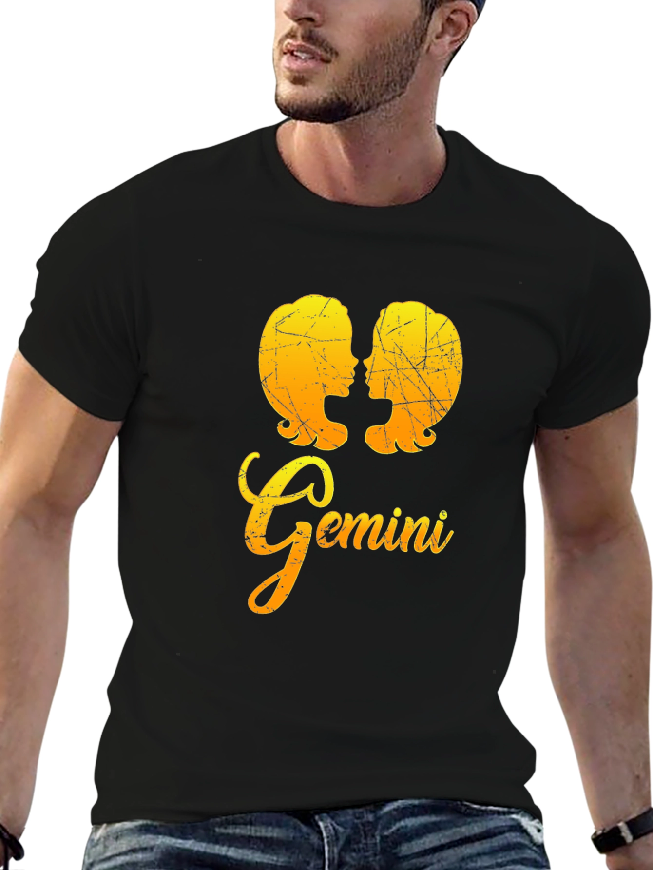 Gemini Zodiac Sign Black T-Shirt