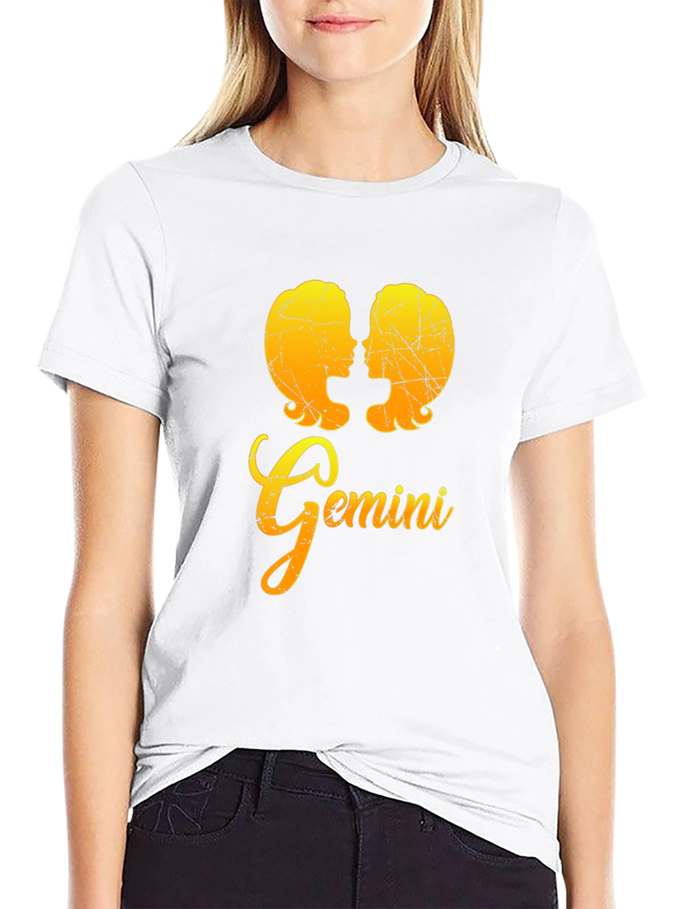 Gemini Zodiac Sign Black T-Shirt