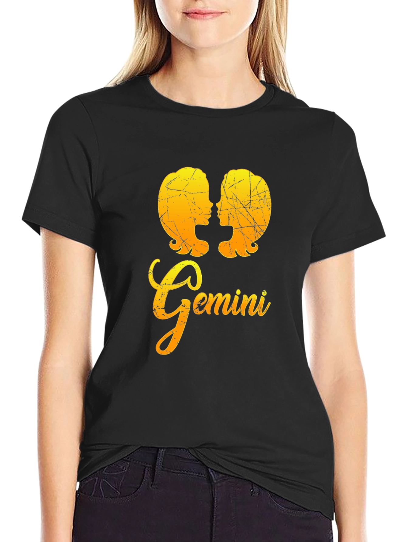 Gemini Zodiac Sign Black T-Shirt