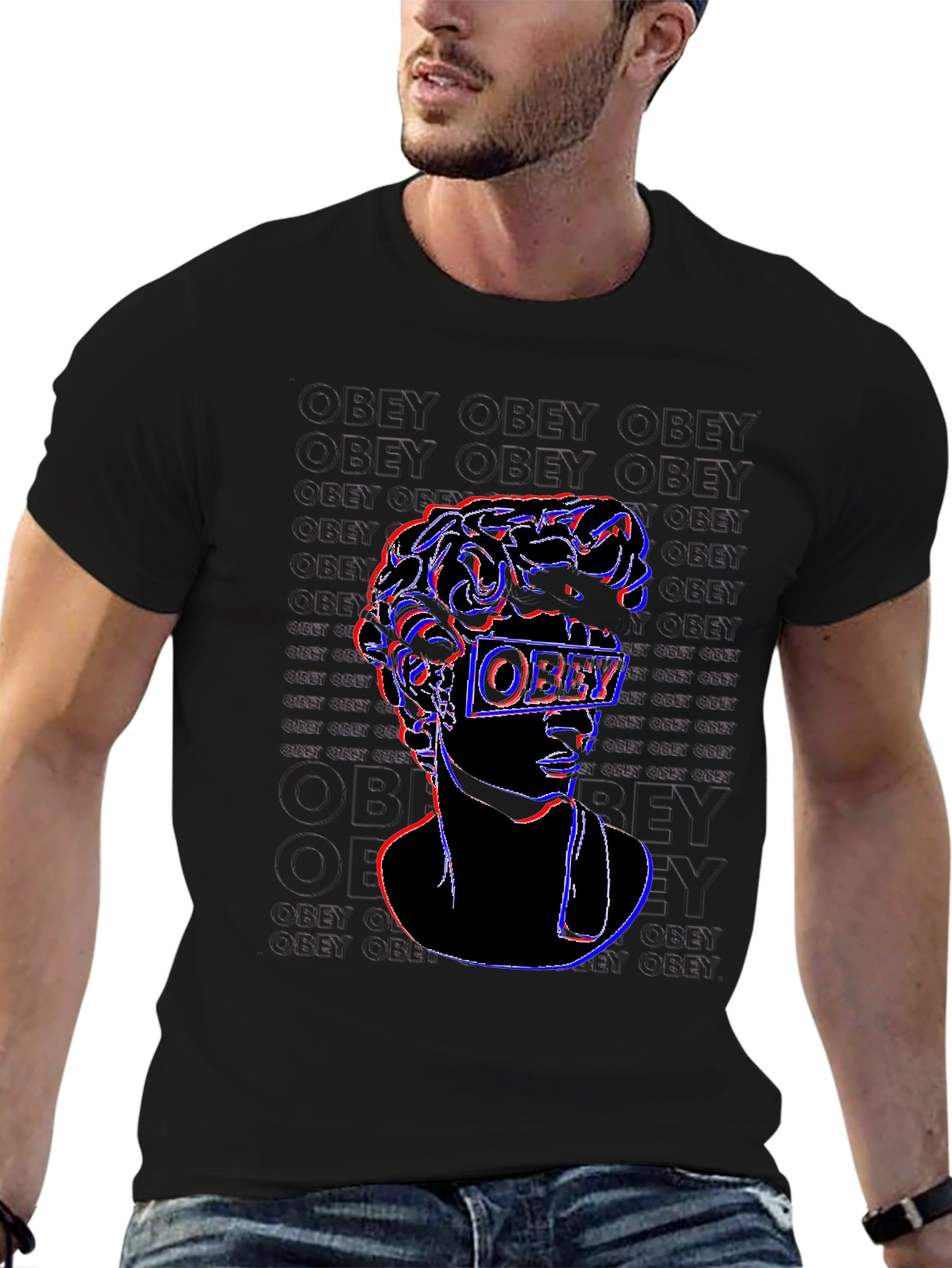 Obey Glitch Graphic Tee - Black Cotton T-Shirt