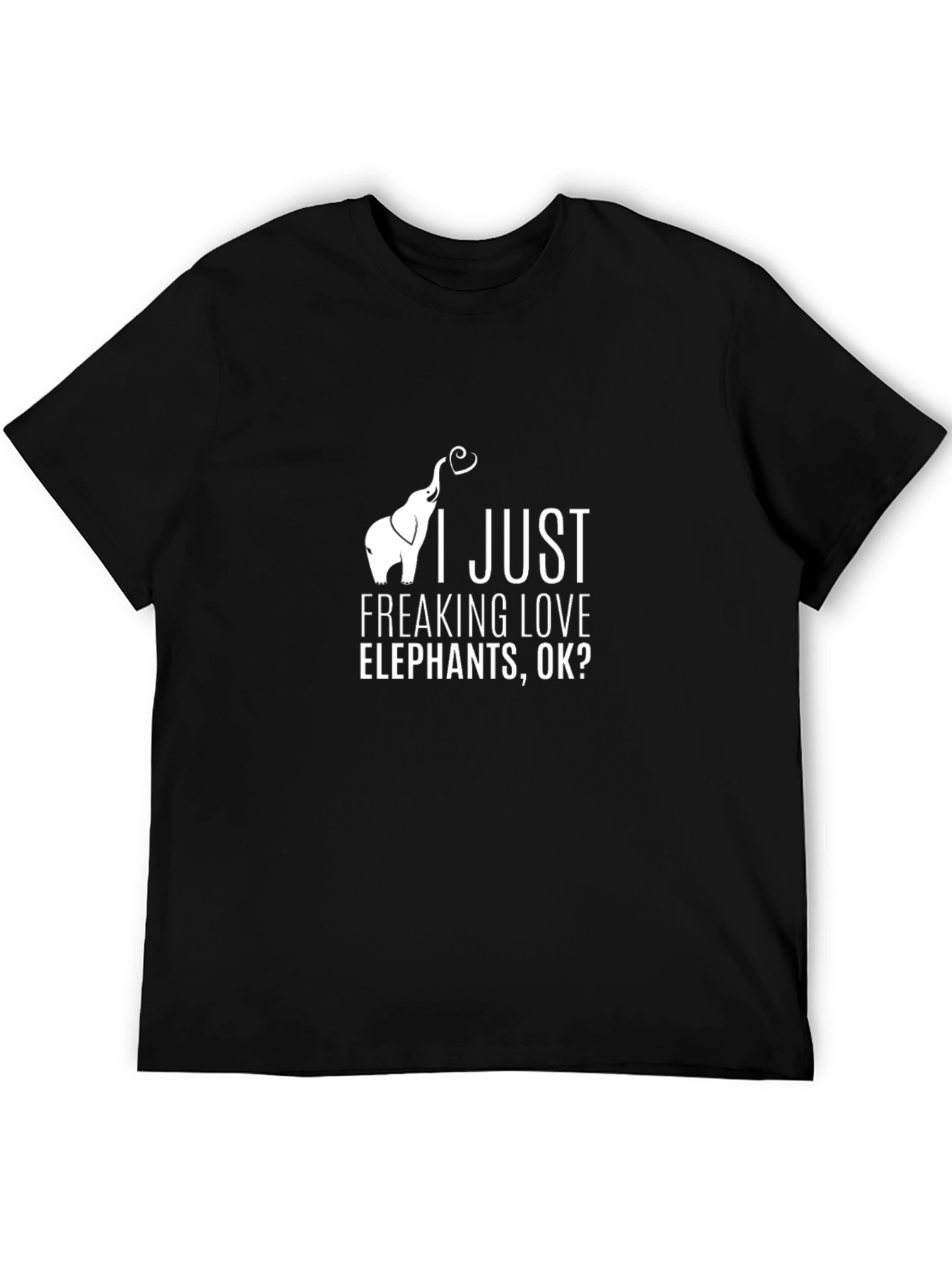 I Love Elephants Mens Black T-Shirt
