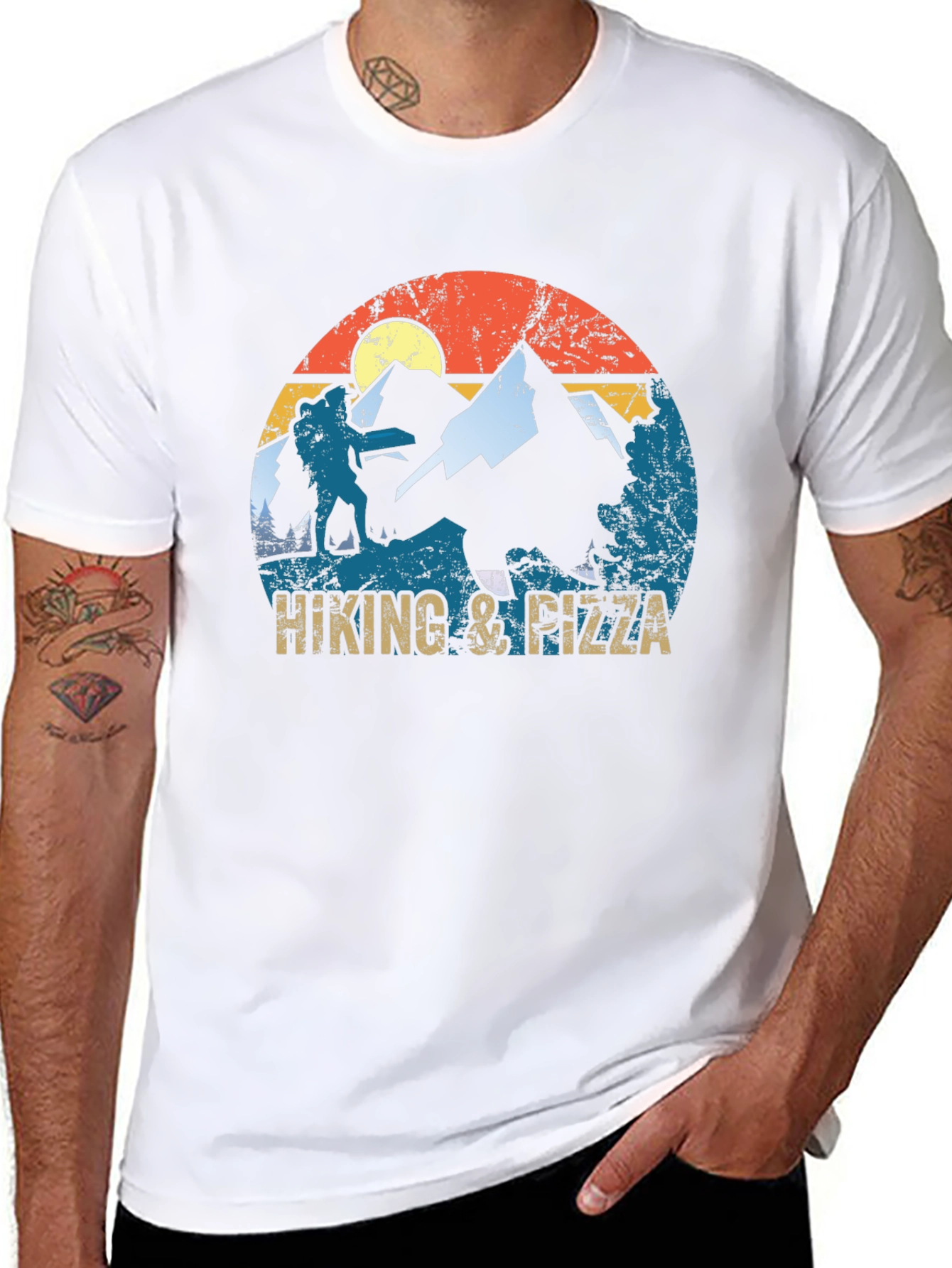 Hiking & Pizza Graphic T-Shirt