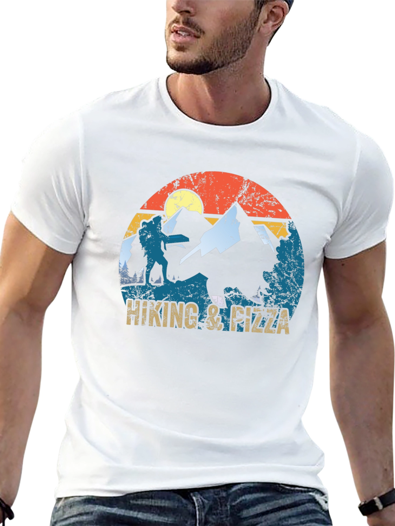 Hiking & Pizza Graphic T-Shirt