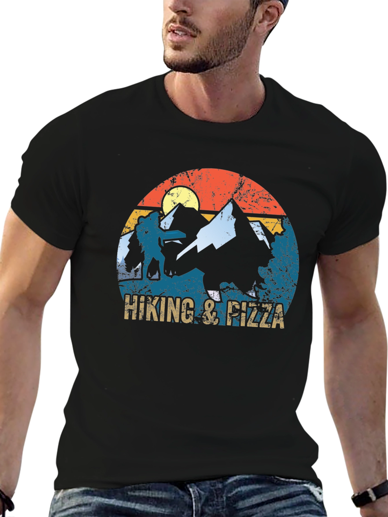 Hiking & Pizza Graphic T-Shirt