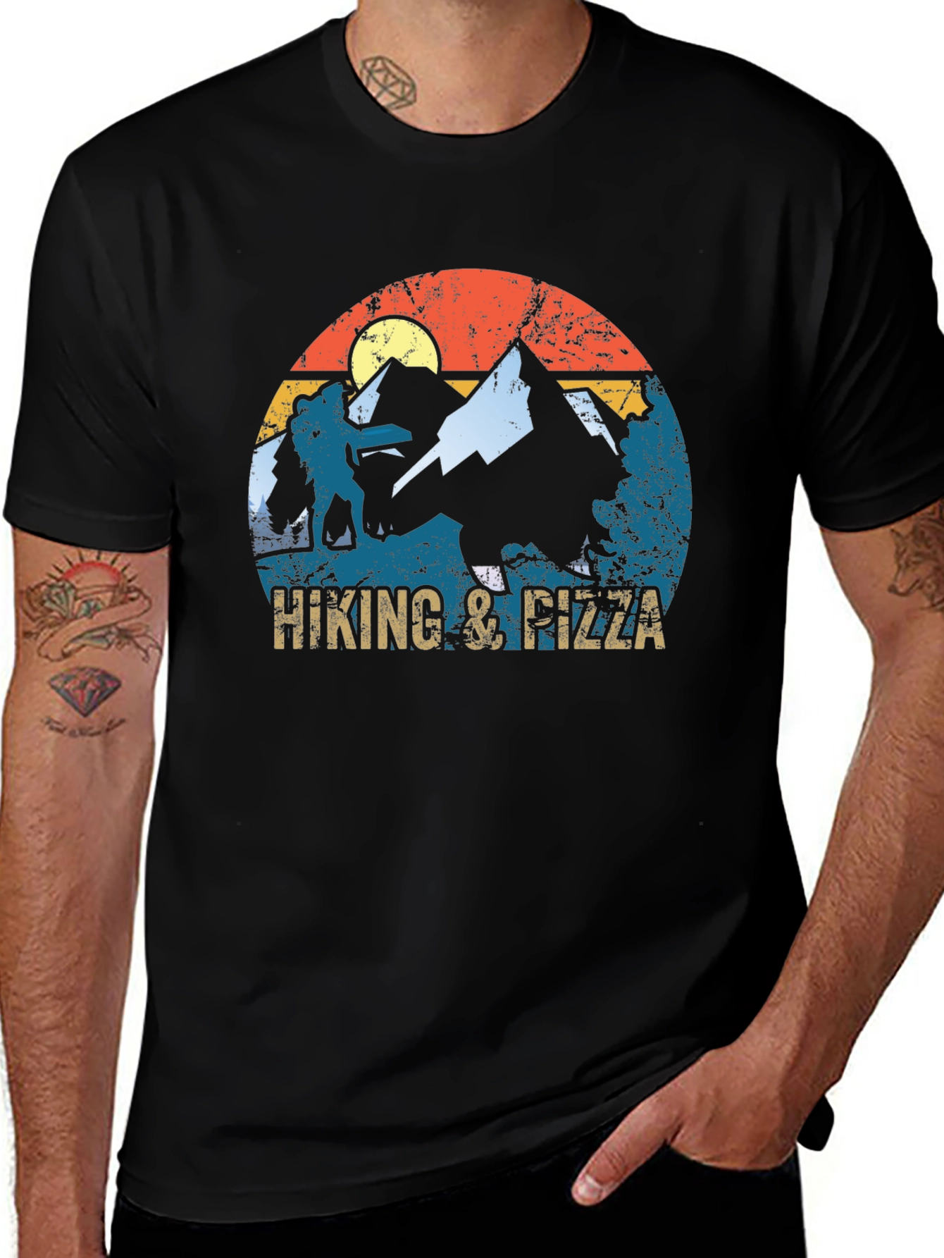 Hiking & Pizza Graphic T-Shirt