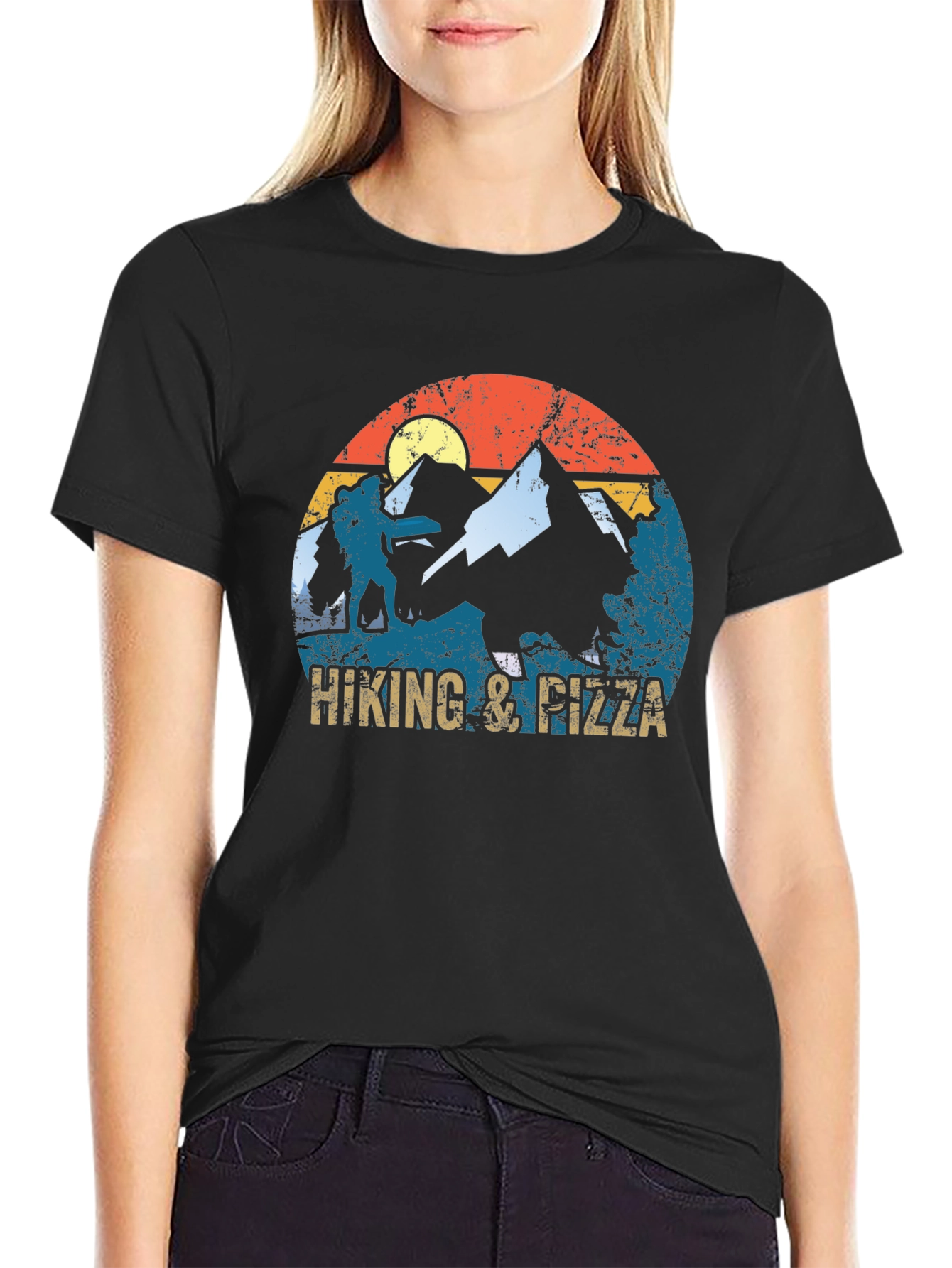 Hiking & Pizza Graphic T-Shirt