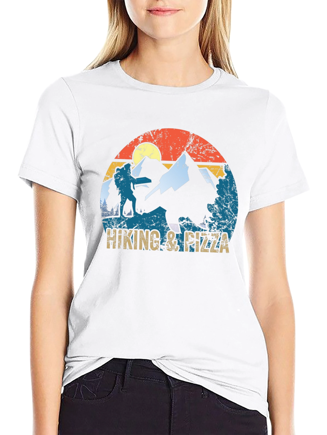 Hiking & Pizza Graphic T-Shirt