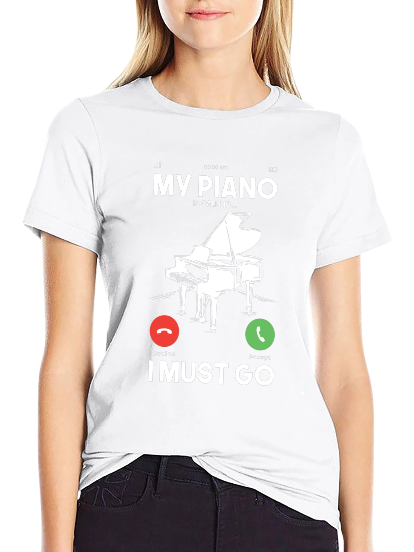 My Piano is Calling Black T-Shirt