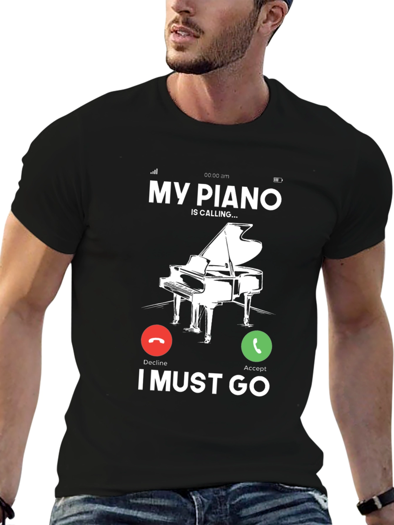 My Piano is Calling Black T-Shirt