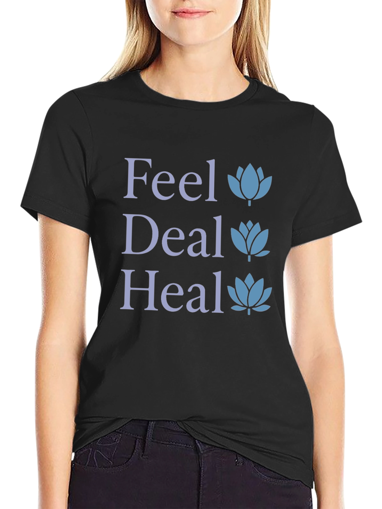 Feel Deal Heal Lotus Graphic T-Shirt