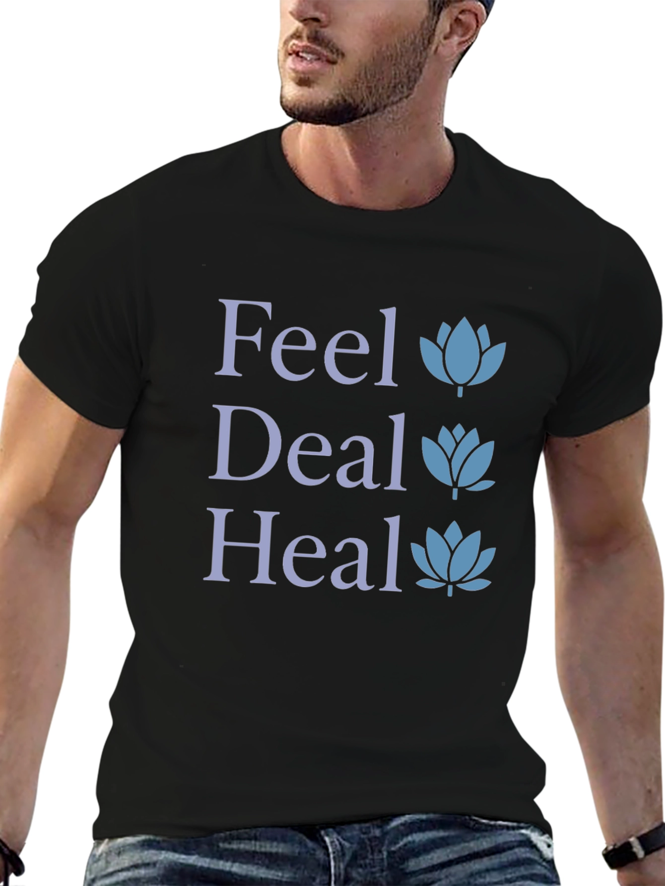 Feel Deal Heal Lotus Graphic T-Shirt
