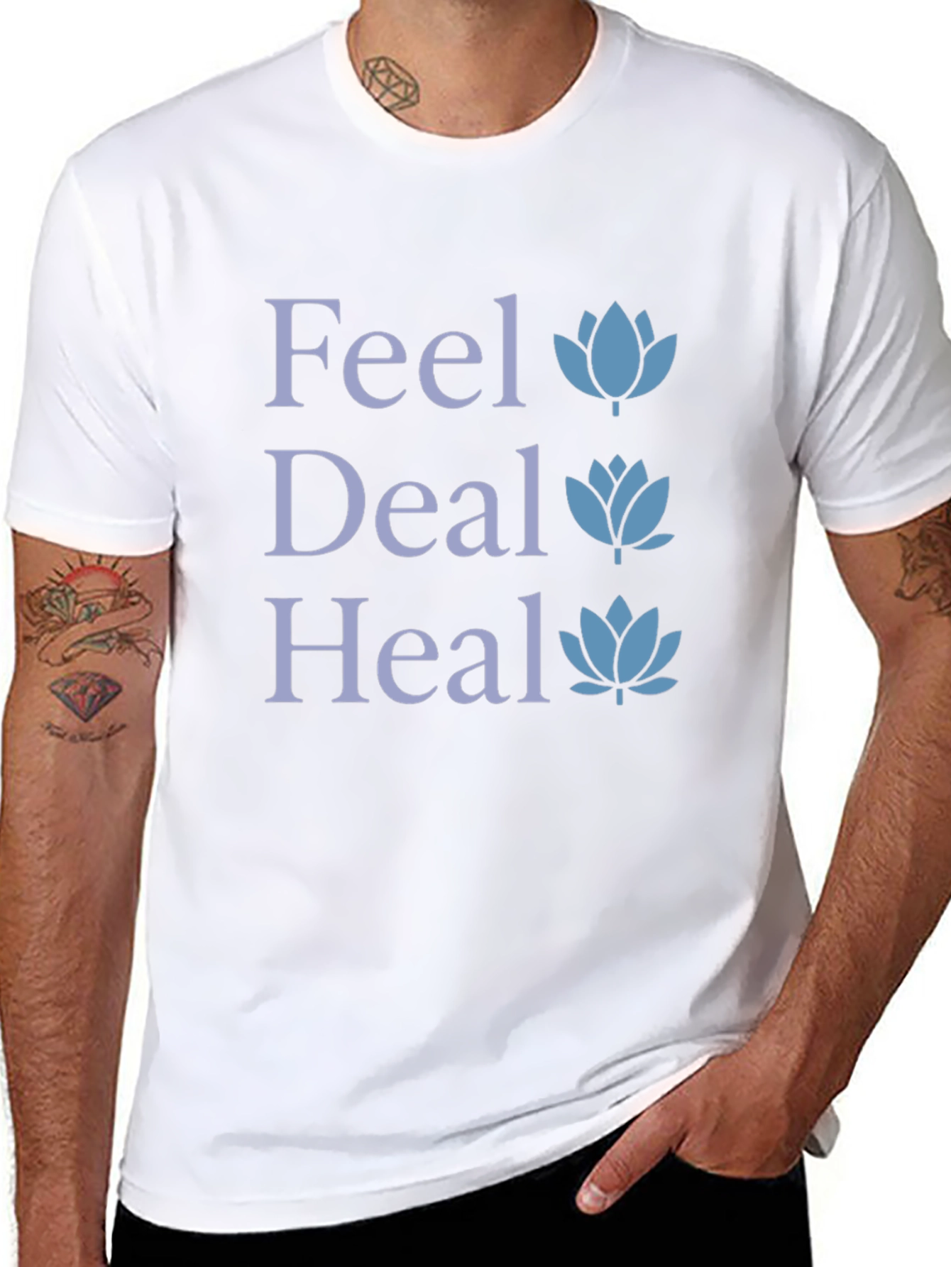 Feel Deal Heal Lotus Graphic T-Shirt