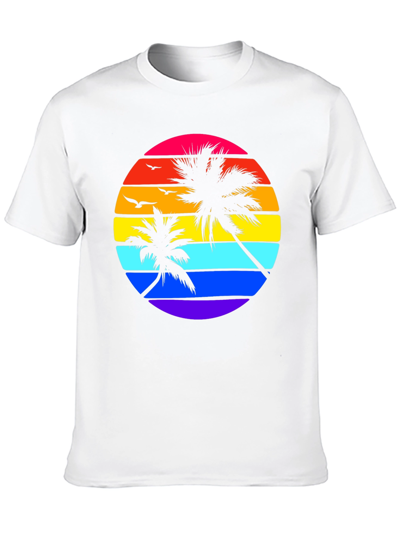 Retro Sunset Palm Tee - Black Graphic T-Shirt