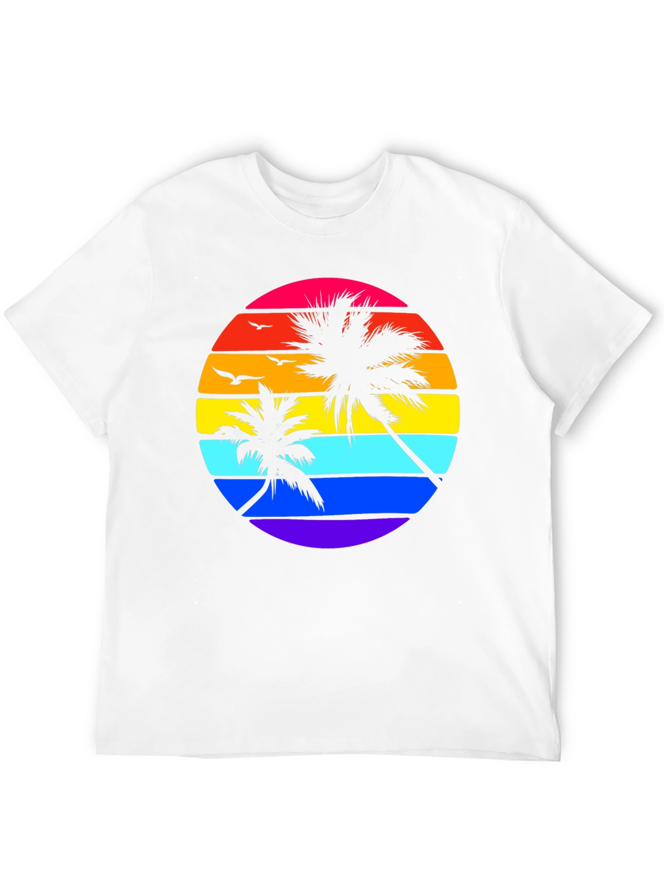 Retro Sunset Palm Tee - Black Graphic T-Shirt