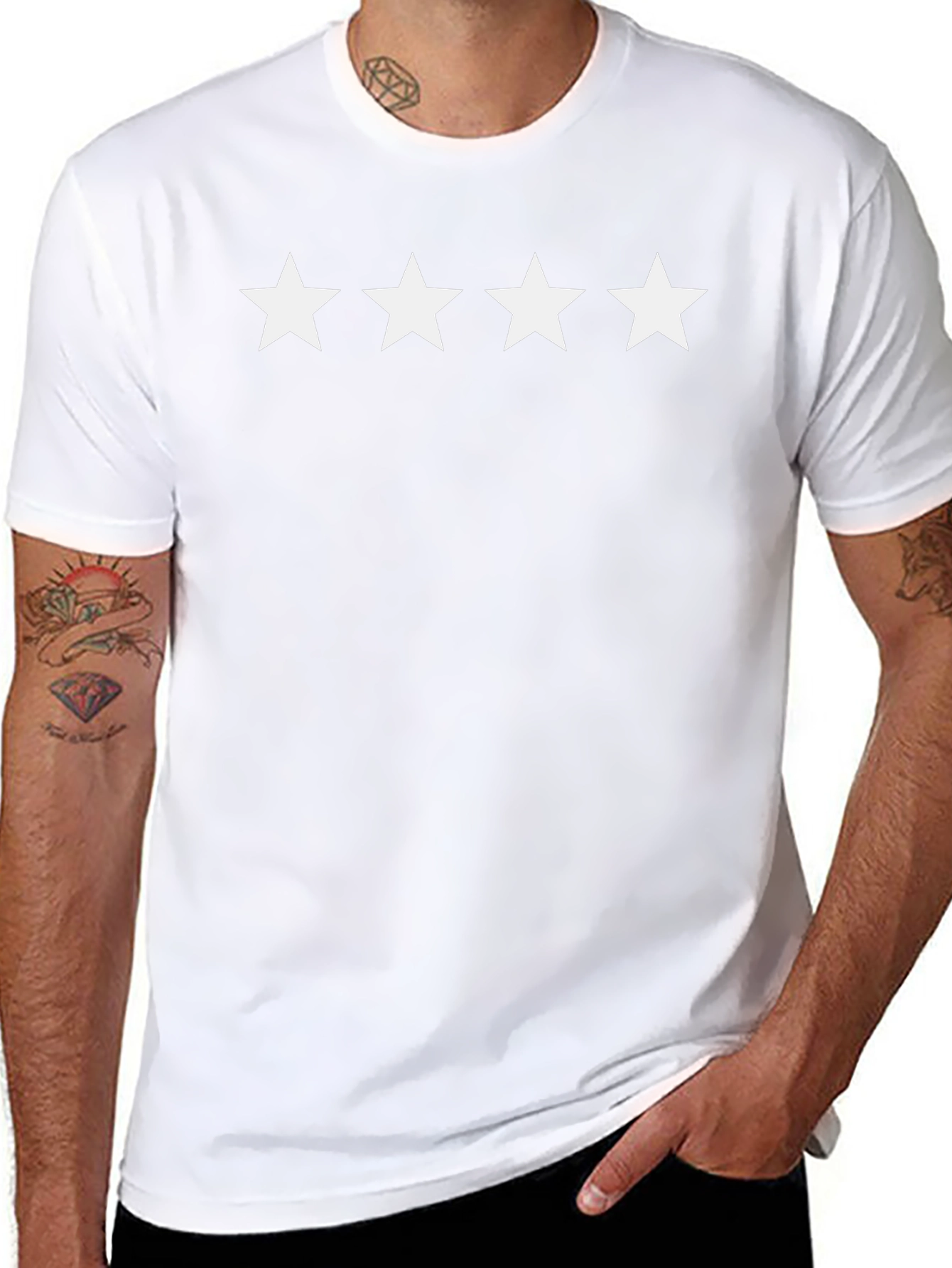 Four Star Tee - Classic Black Cotton T-Shirt