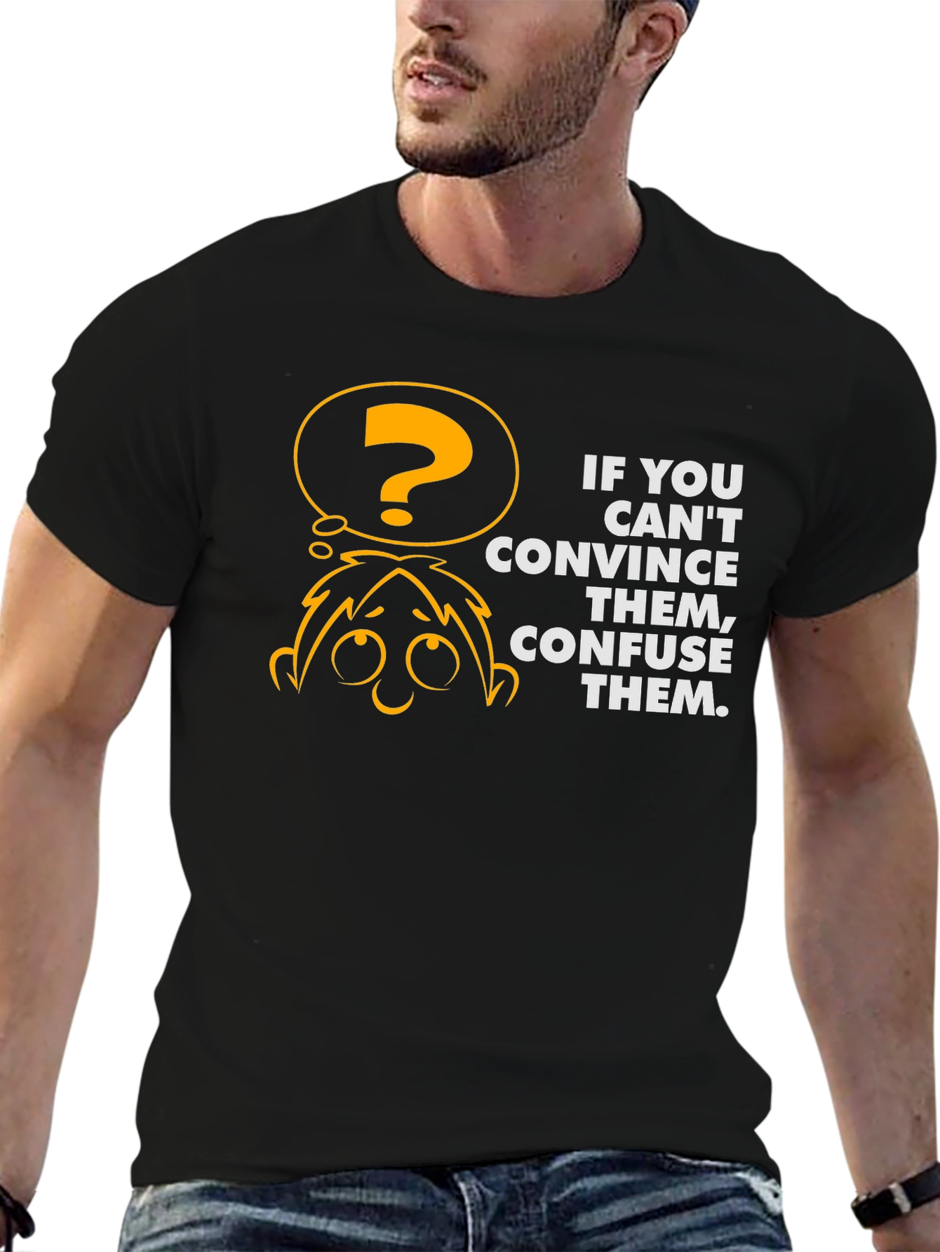 Confuse Them Graphic Tee - Black Cotton T-Shirt