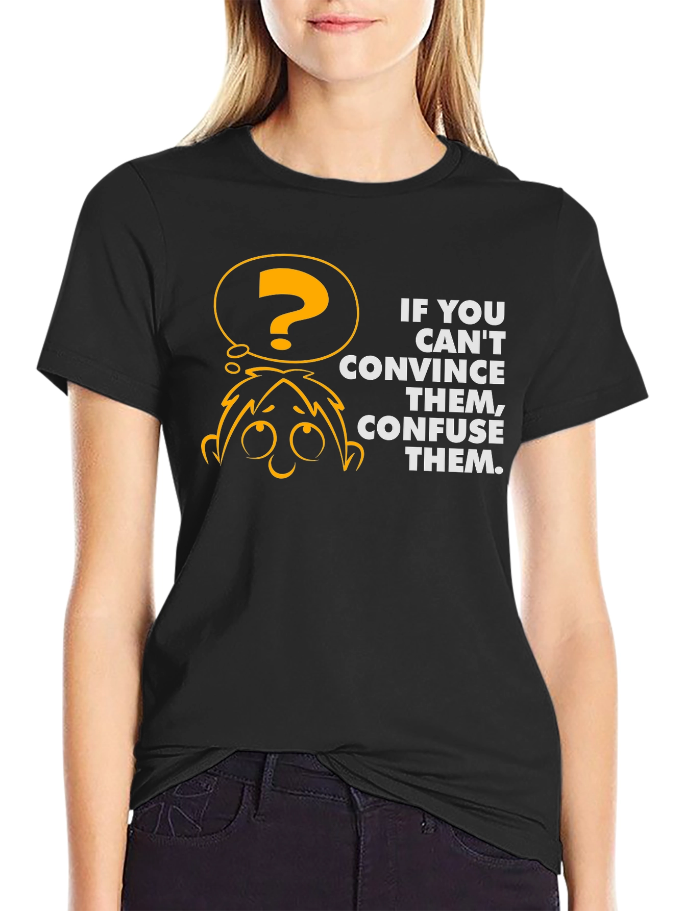Confuse Them Graphic Tee - Black Cotton T-Shirt