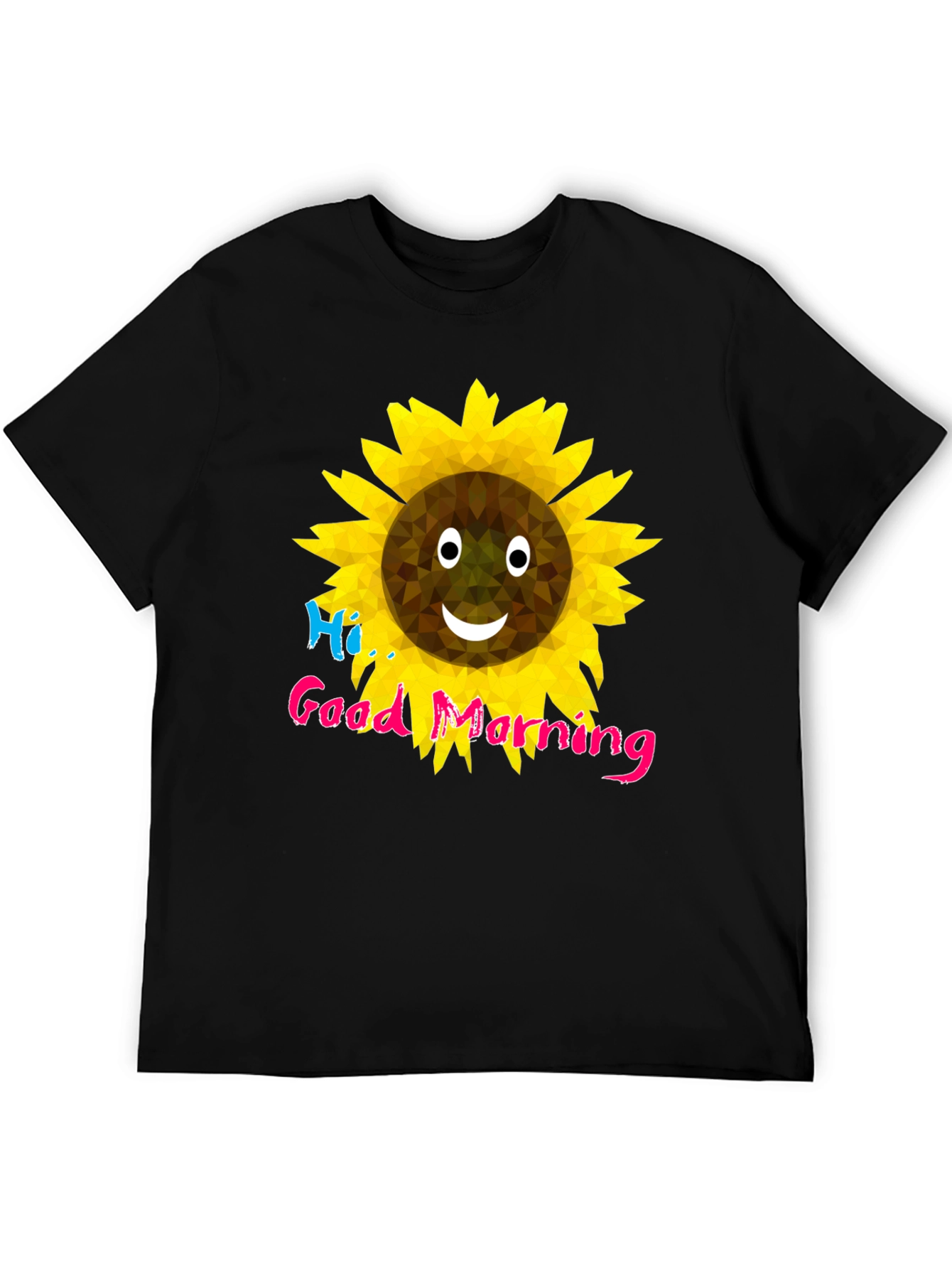 Cheerful Sunflower Graphic T-Shirt - Black